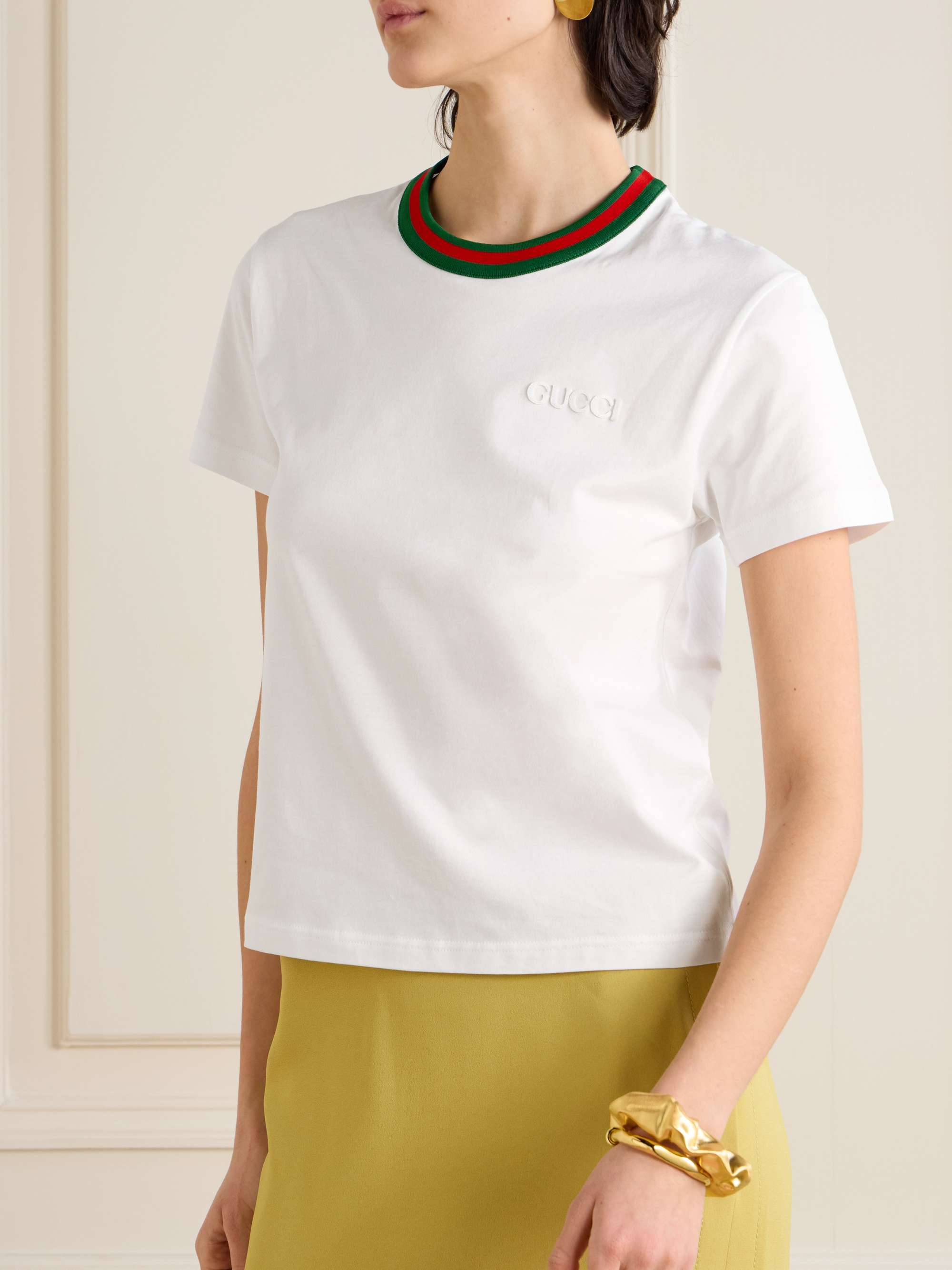 Striped cotton-jersey T-shirt view
