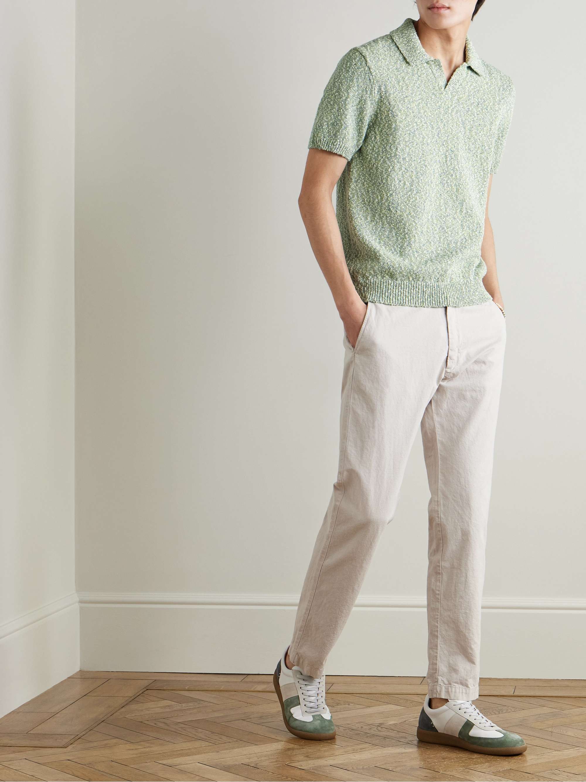 Open-Collar Mélange Organic Cotton Polo Shirt view
