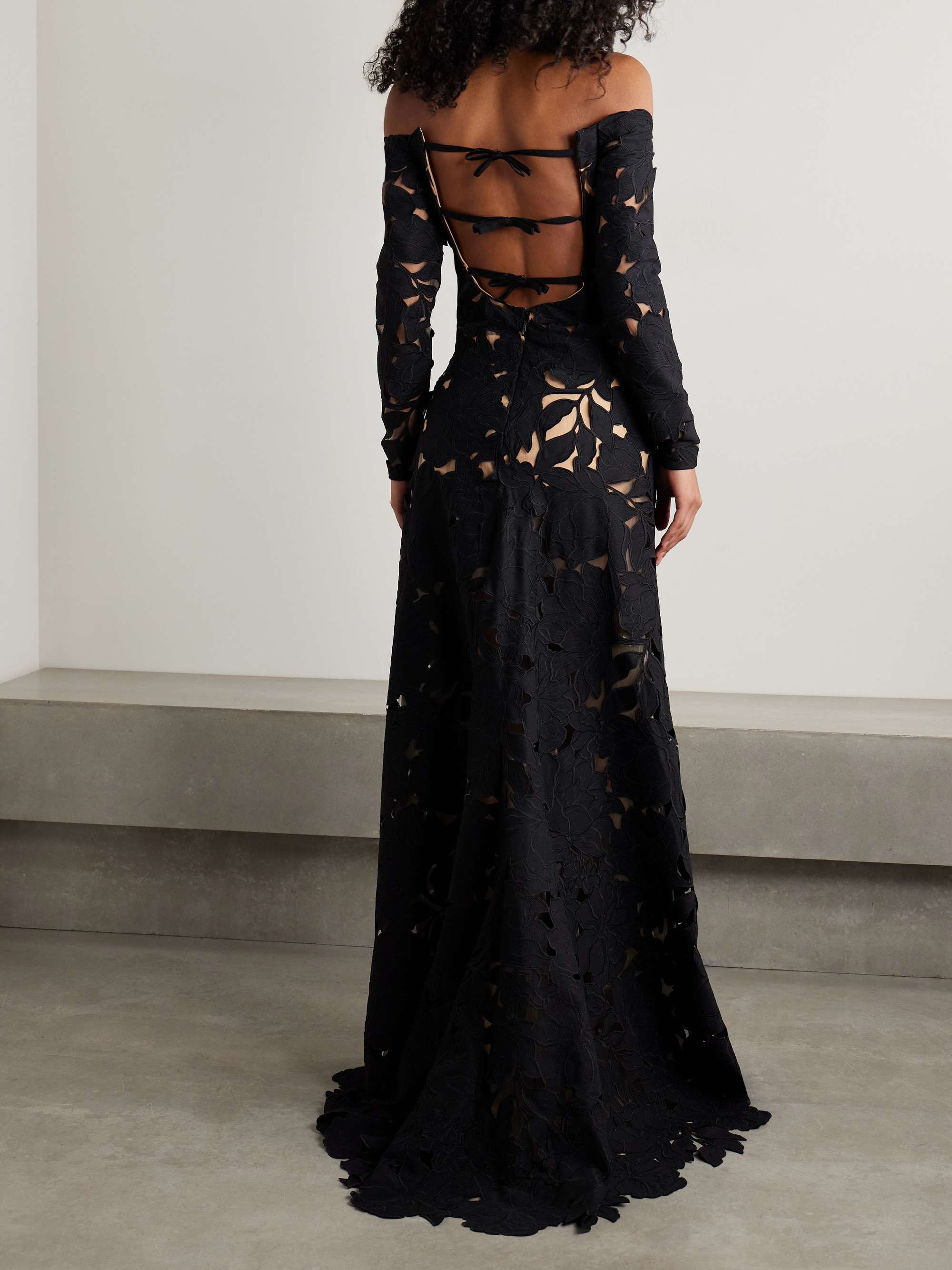 Kasia off-the-shoulder corded lace gown view