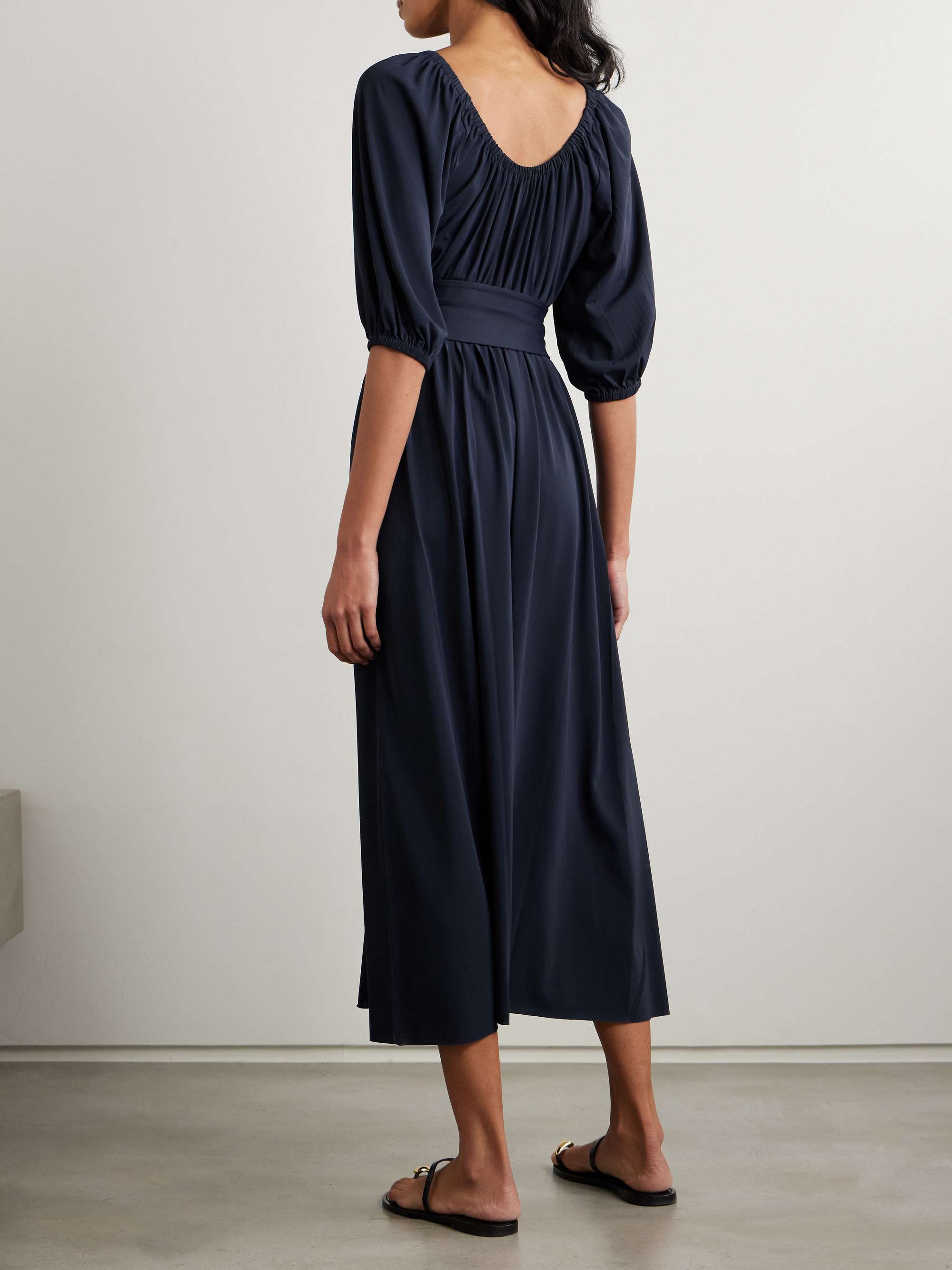 Gabriela belted gathered stretch-jersey midi dress view