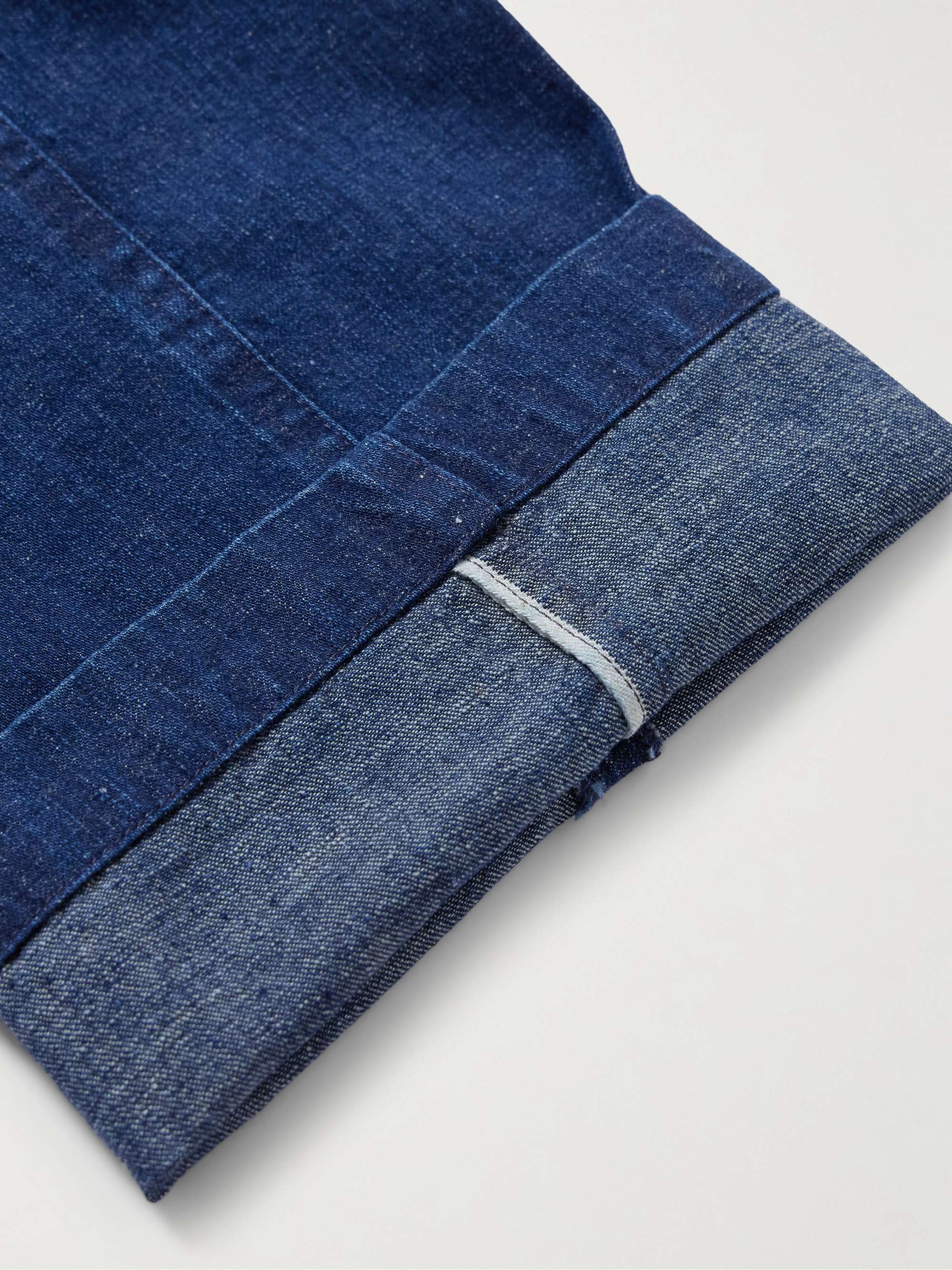 Mk. I Games Straight-Leg Pleated Indigo-Dyed Cotton and Linen-Blend Trousers view