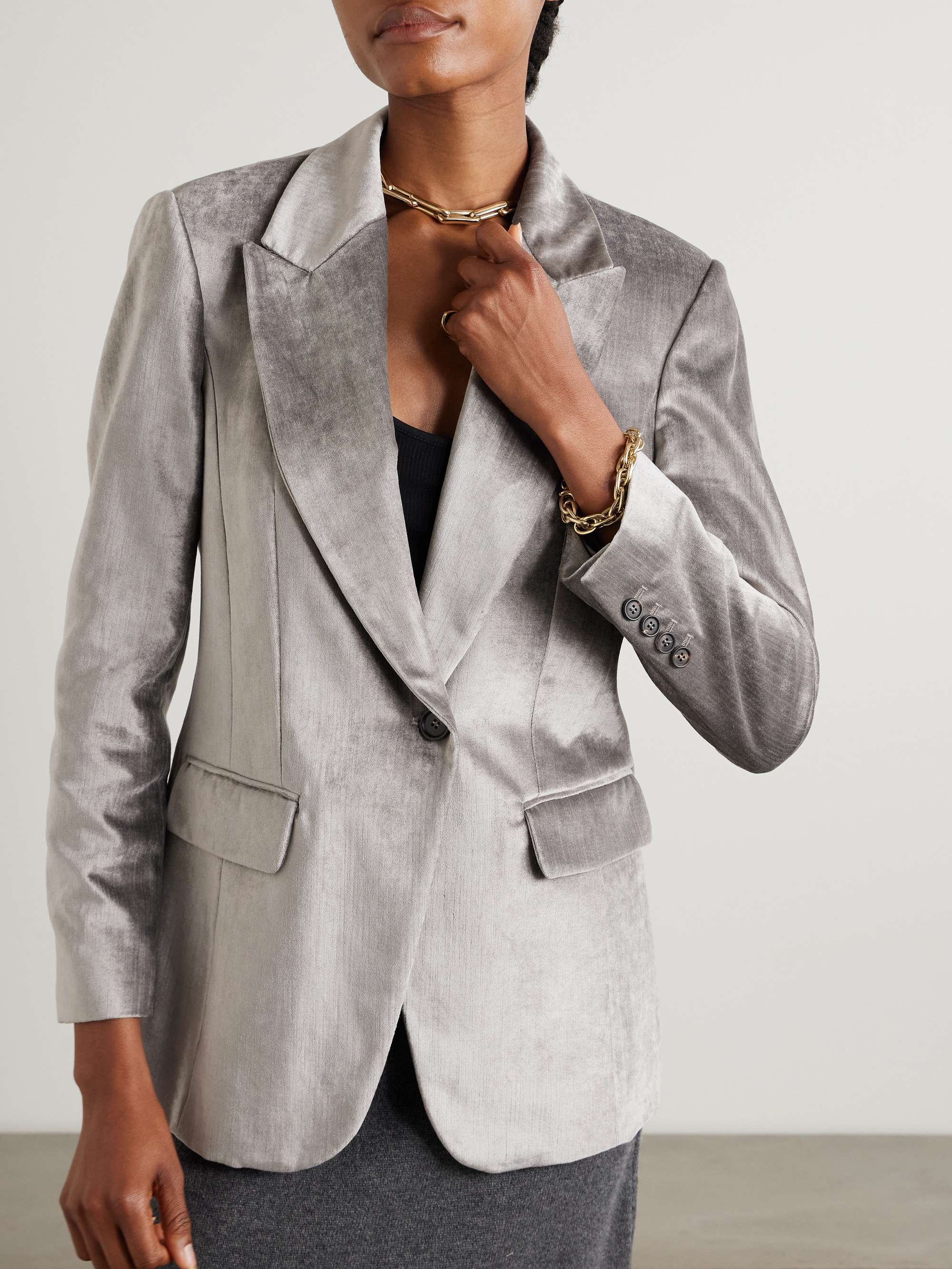 Cotton-blend velvet blazer view