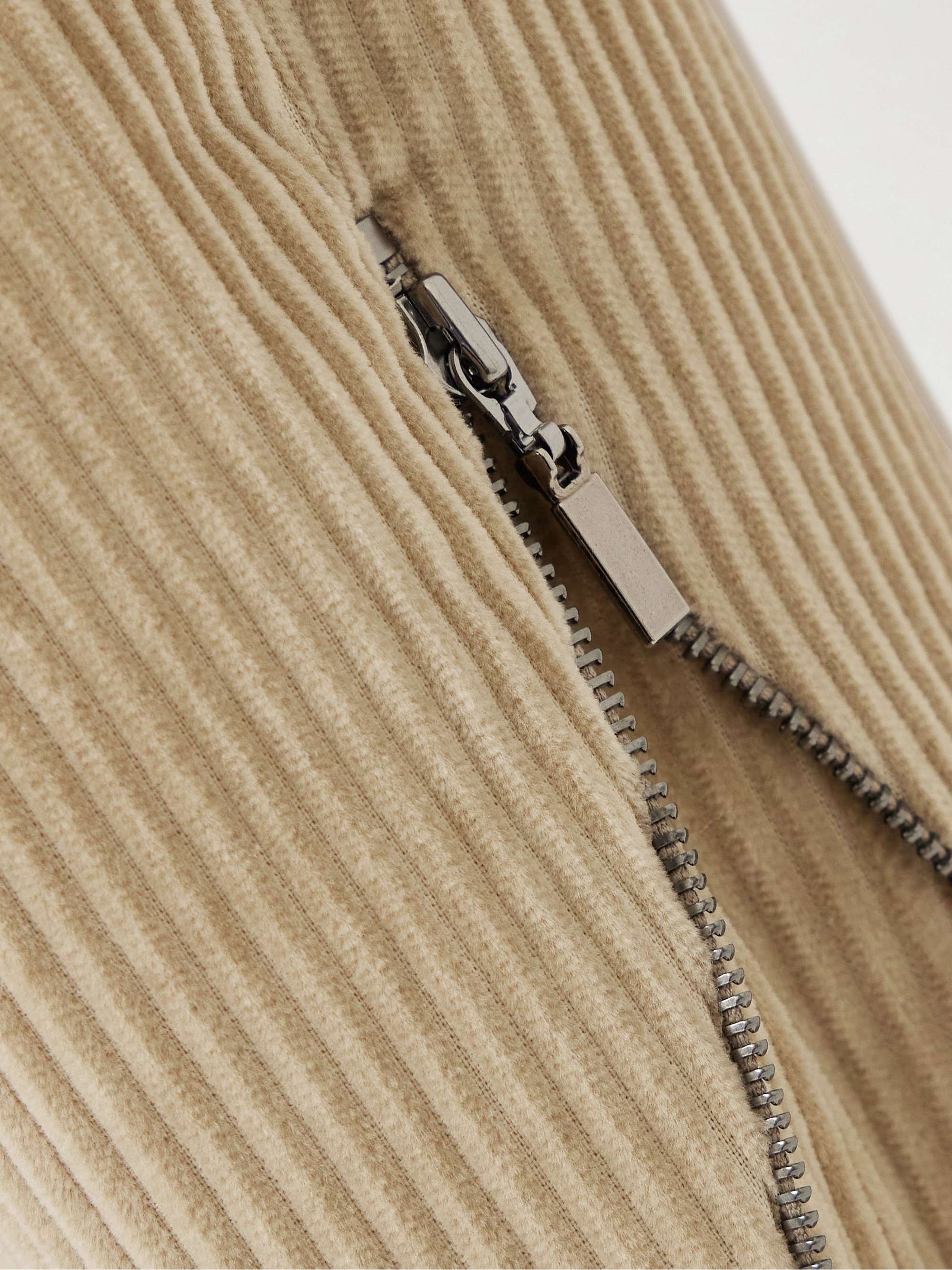 Zip-embellished cotton-corduroy tapered cargo pants view