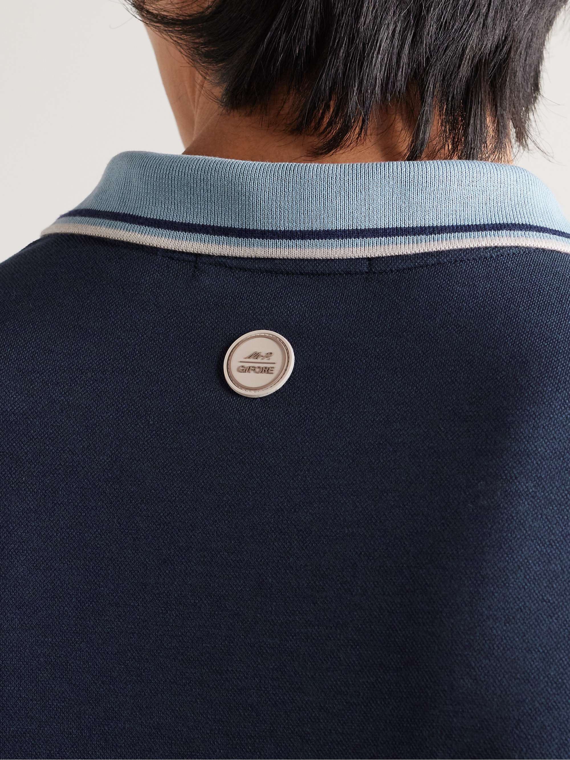 + GFORE Golf Striped Logo-Appliquéd Piqué Polo Shirt view