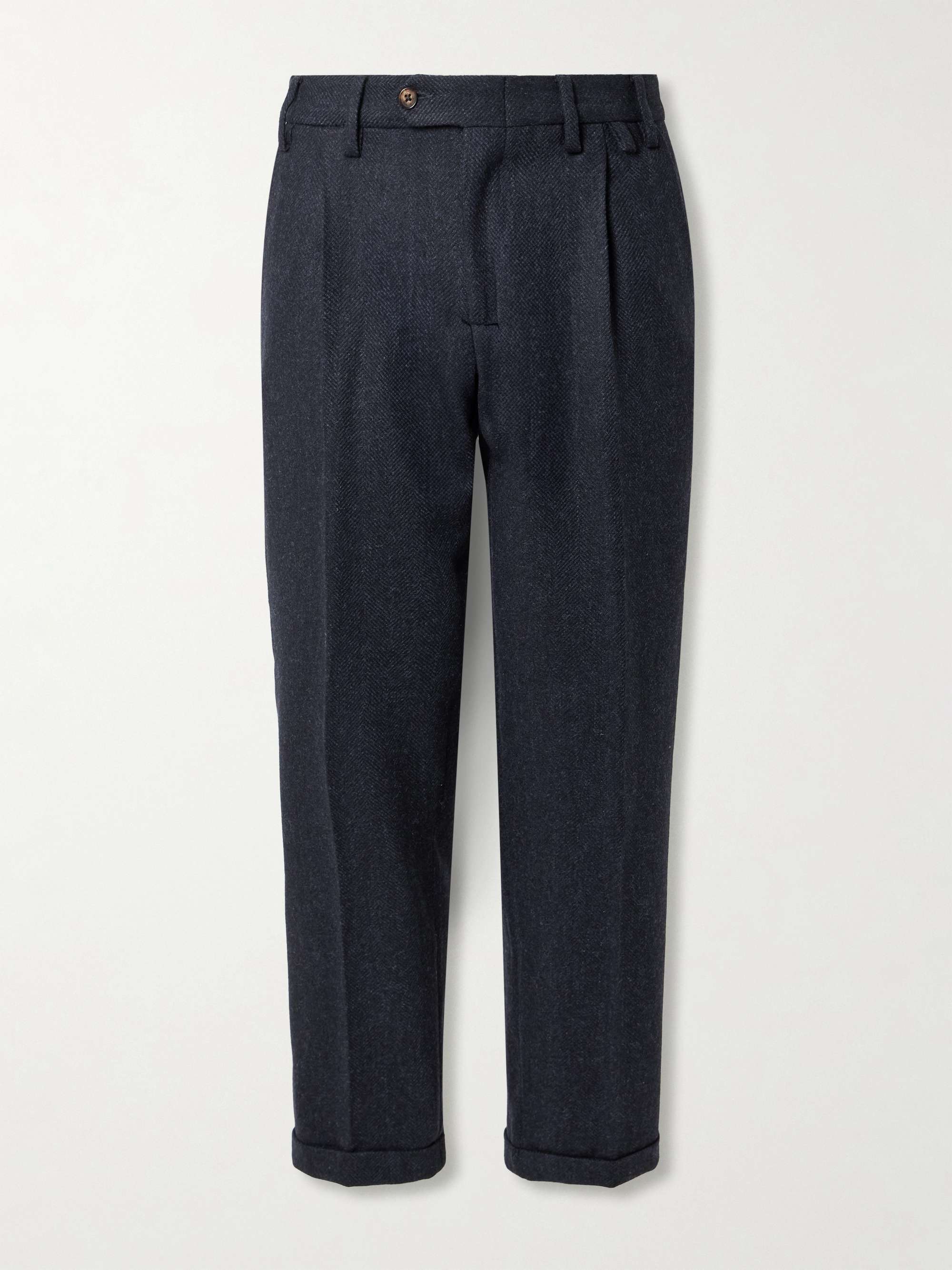 Tapered Herringbone Brushed-Wool Trousers hero visual