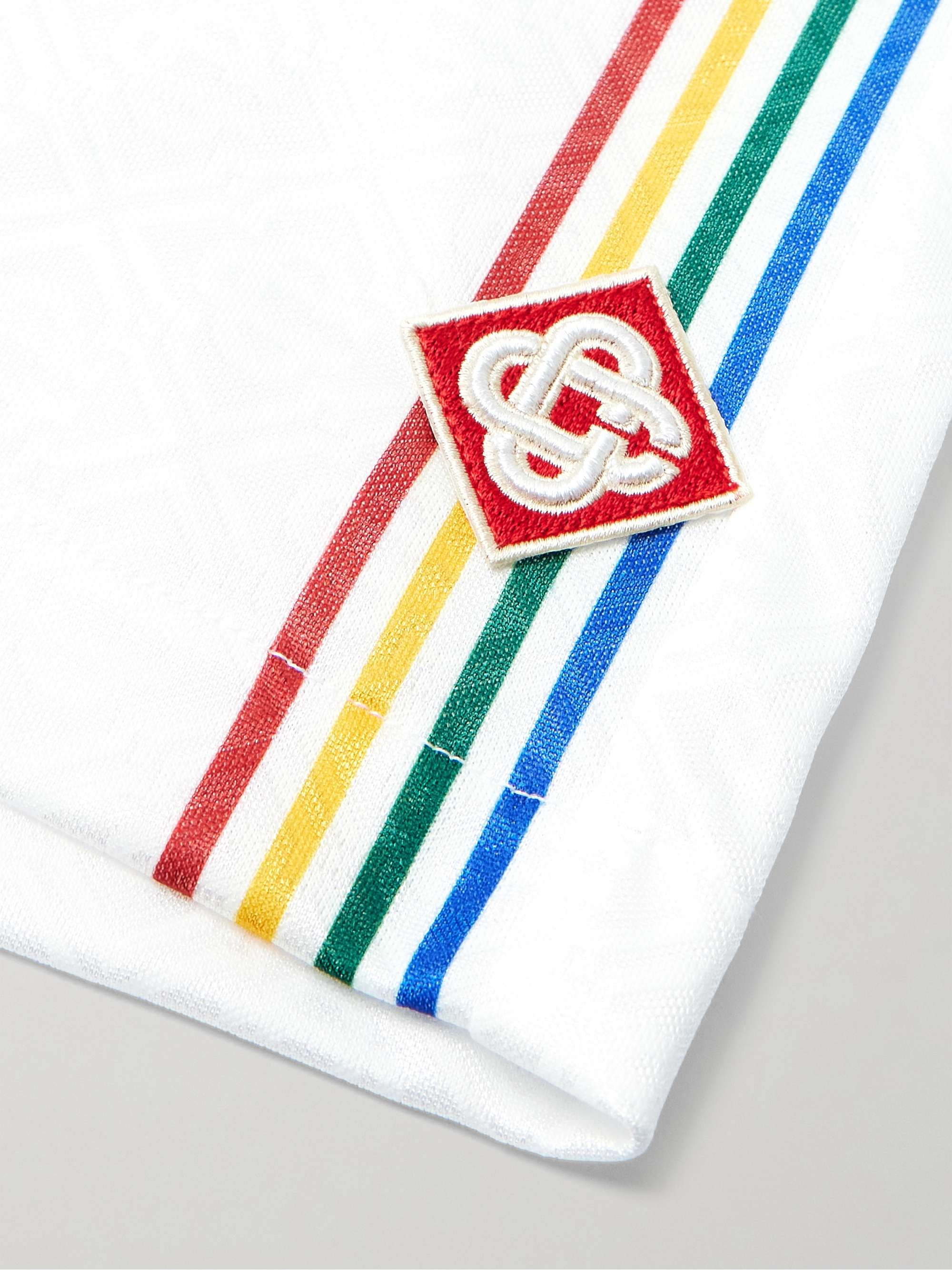 Straight-Leg Logo-Appliquéd Striped Jacquard Shorts view