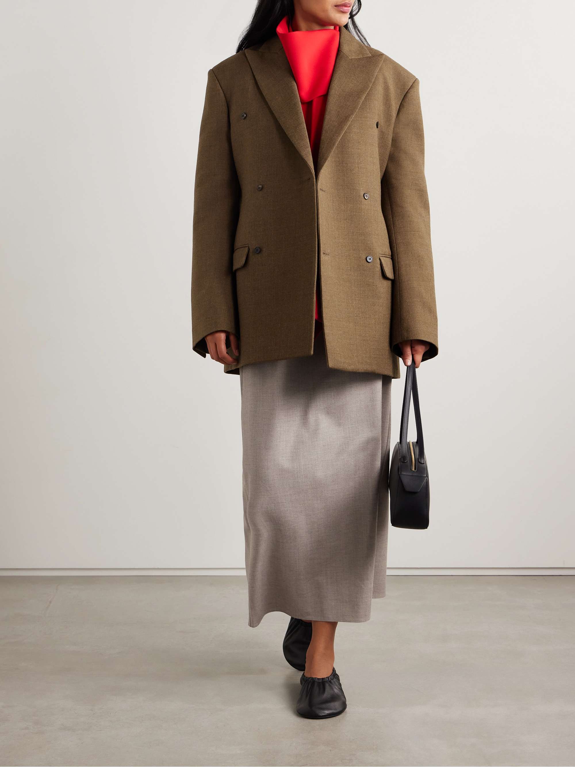 Oversized double-breasted wool-twill blazer view