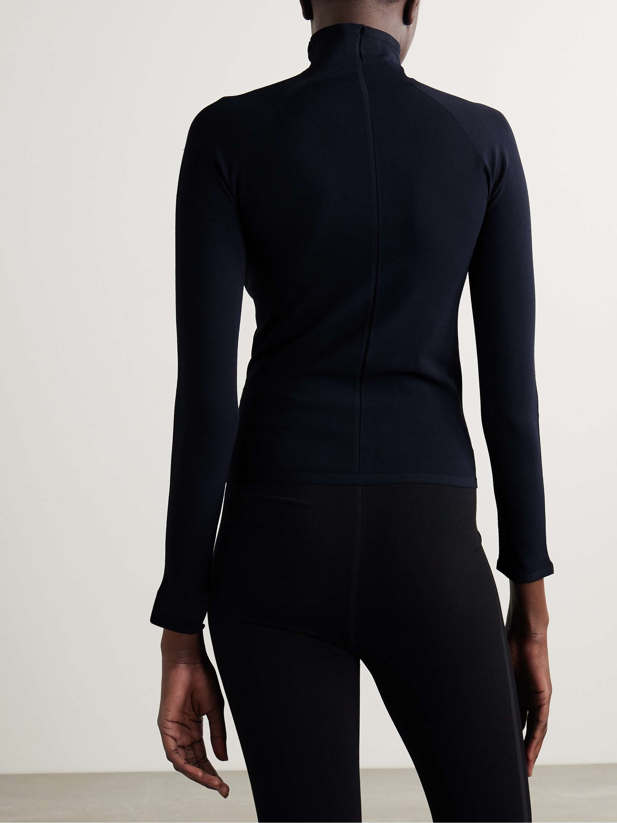 Patti stretch-jersey half-zip turtleneck top view
