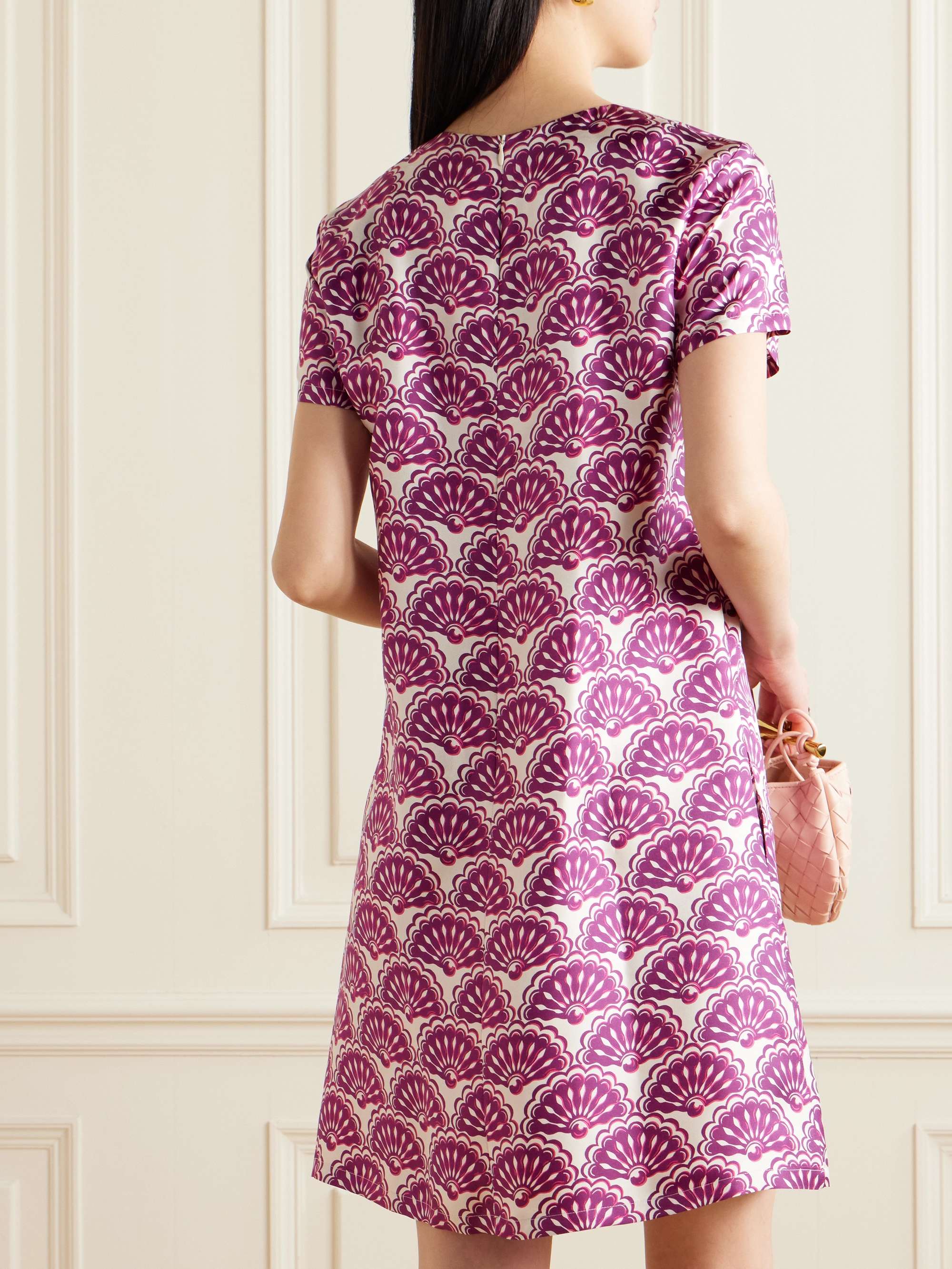 Printed silk-twill mini dress view
