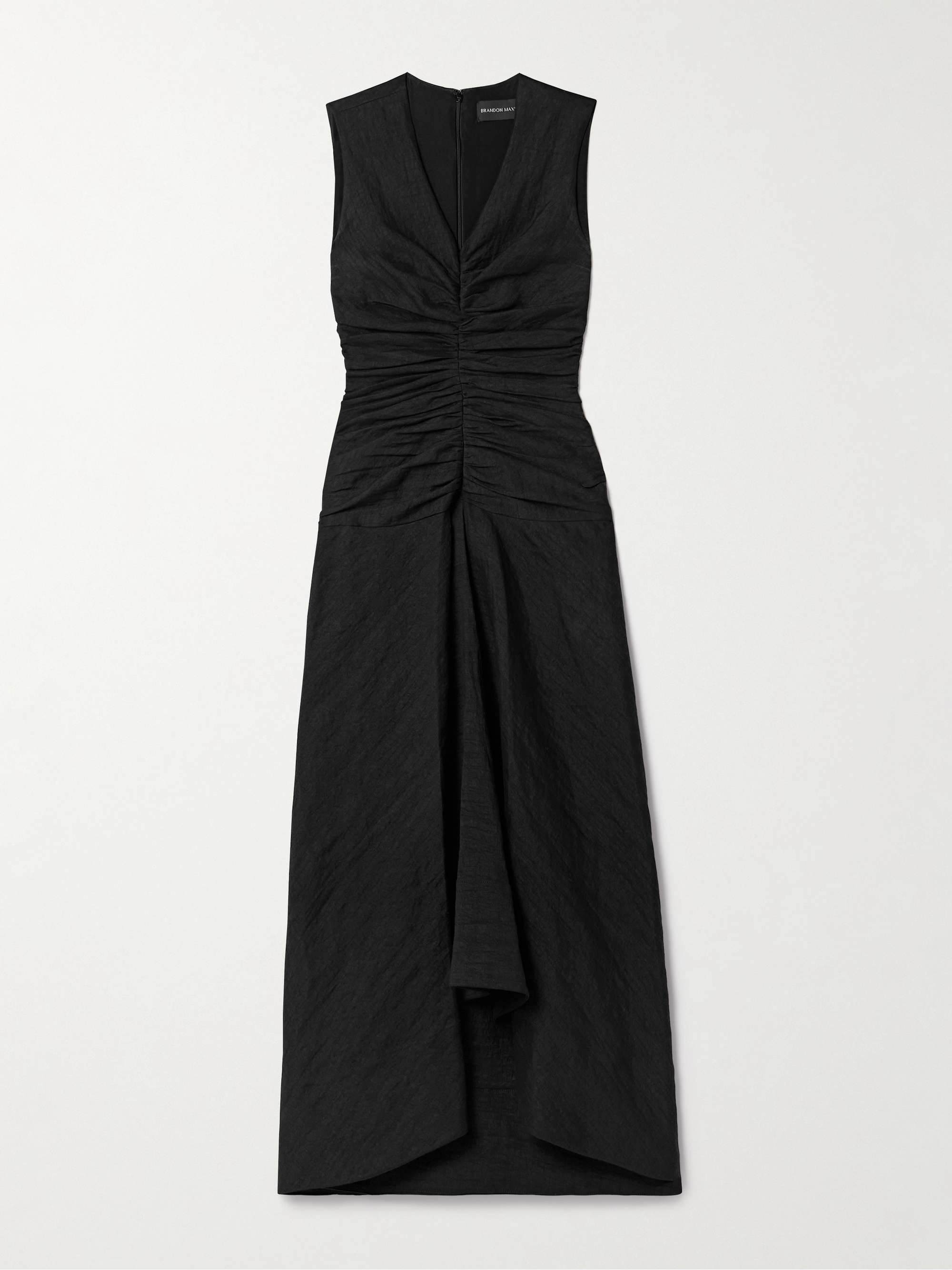 The Finley ruched linen-blend midi dress hero visual