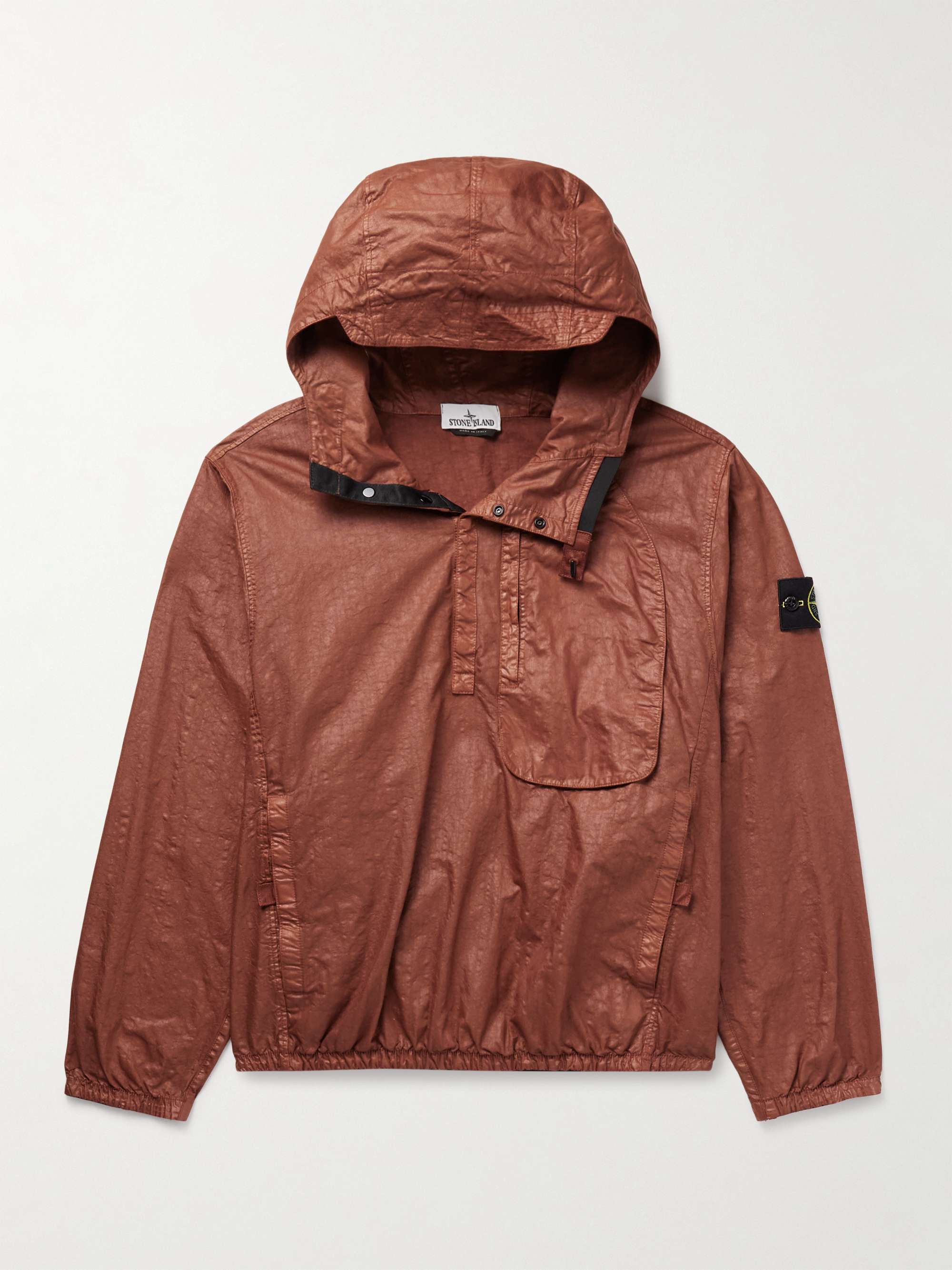 Panama Logo-Appliquéd Garment-Dyed Nylon Half-Placket Hooded Jacket hero visual
