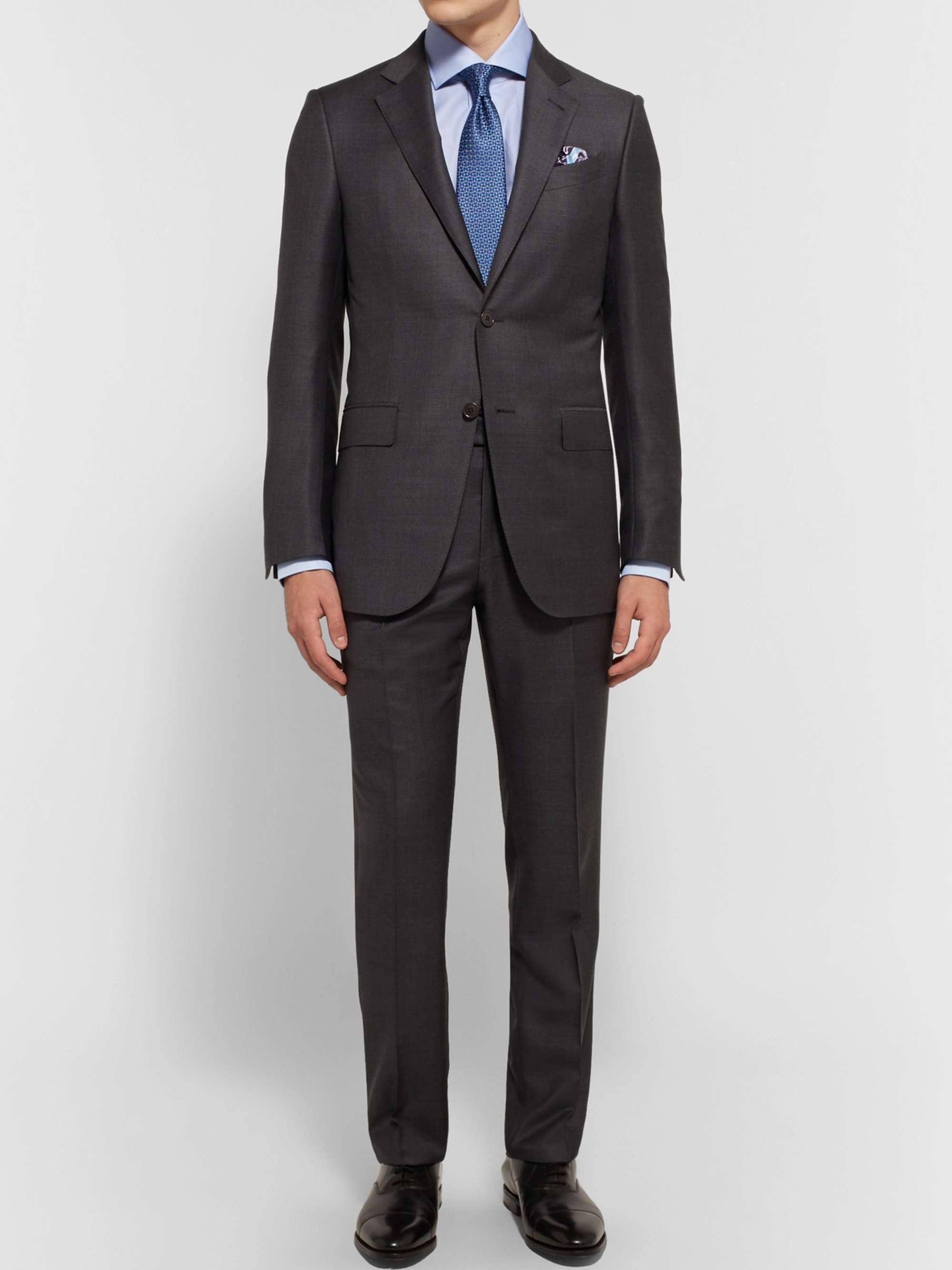 Light-Blue Trofeo Slim-Fit Cutaway-Collar Cotton-Poplin Shirt view