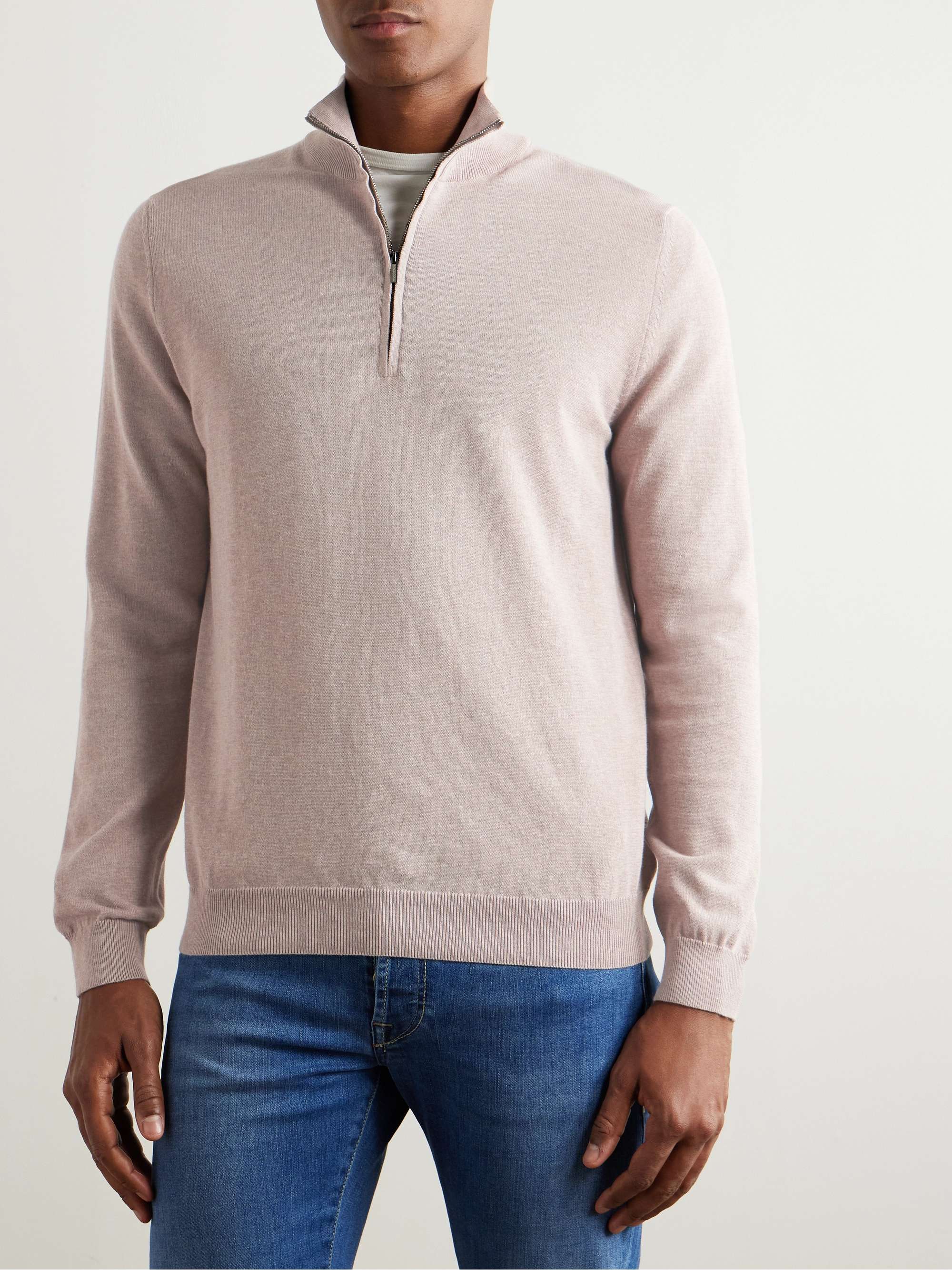 Zanone Slim-Fit Cotton Zip-Up Sweater view