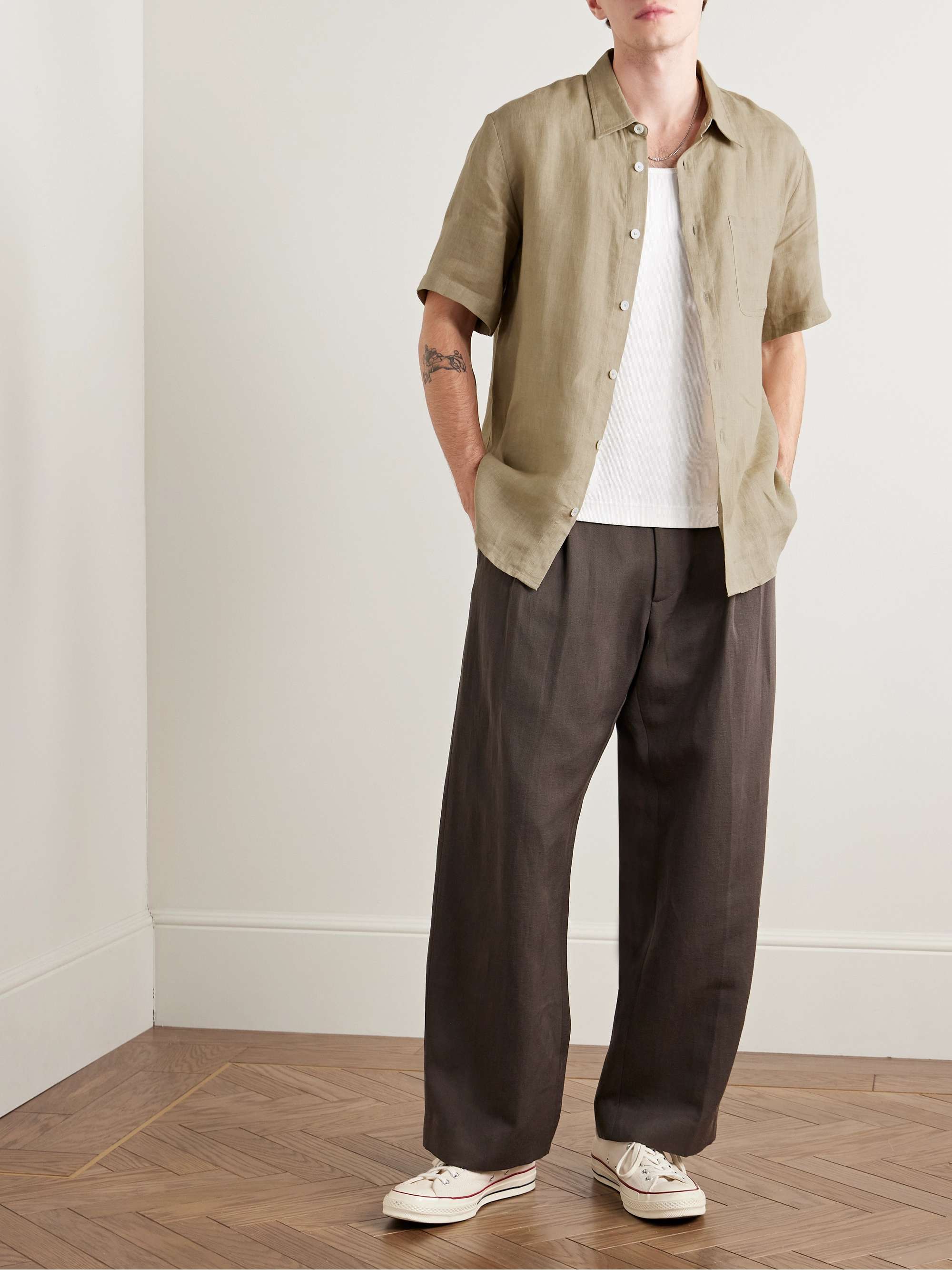 Bellini Logo-Embroidered Linen Shirt view