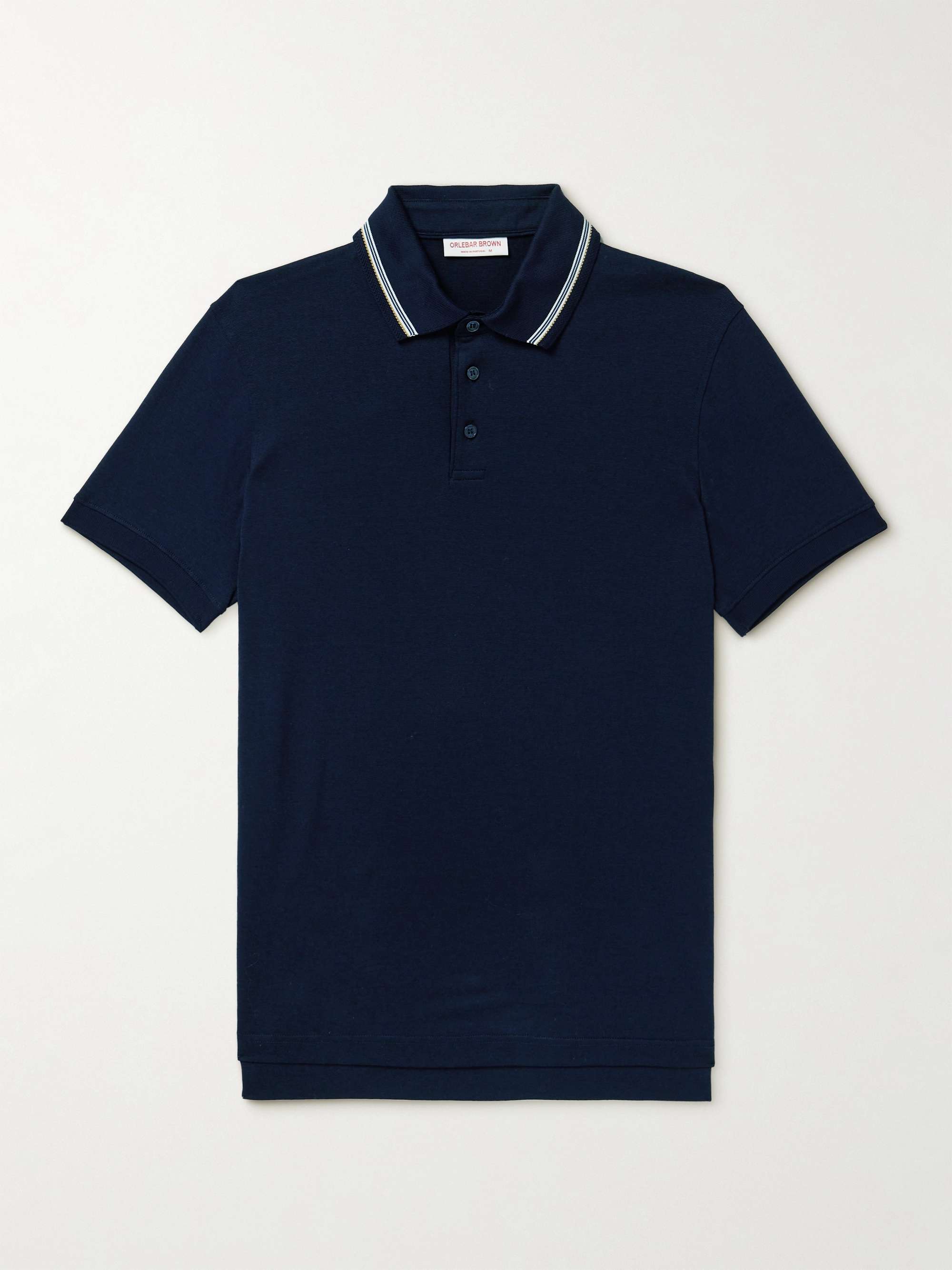 Dominic Striped Organic Cotton and Lyocell-Blend Polo Shirt hero visual