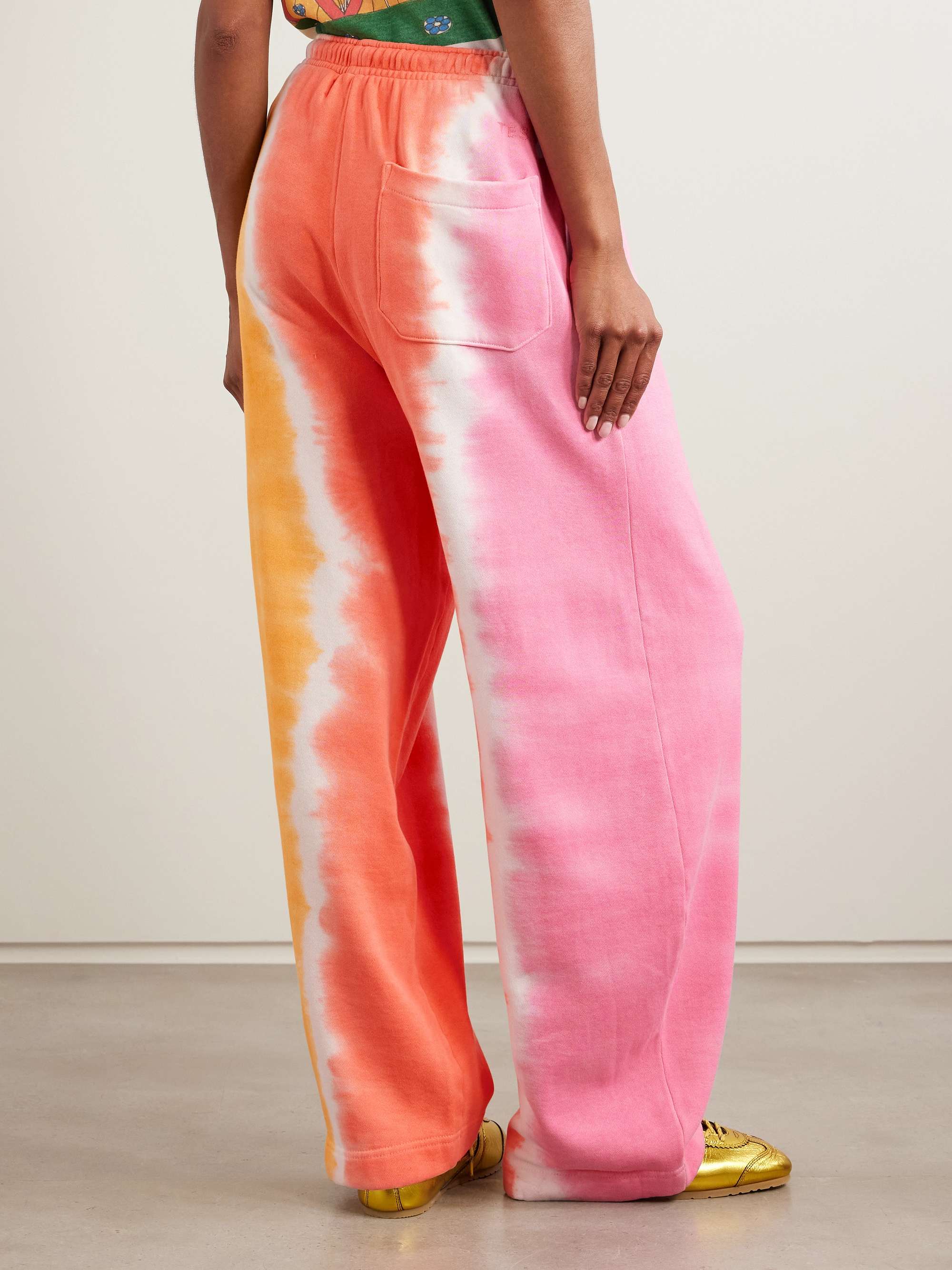 Tie-dyed cotton and cashmere-blend jersey track pants view