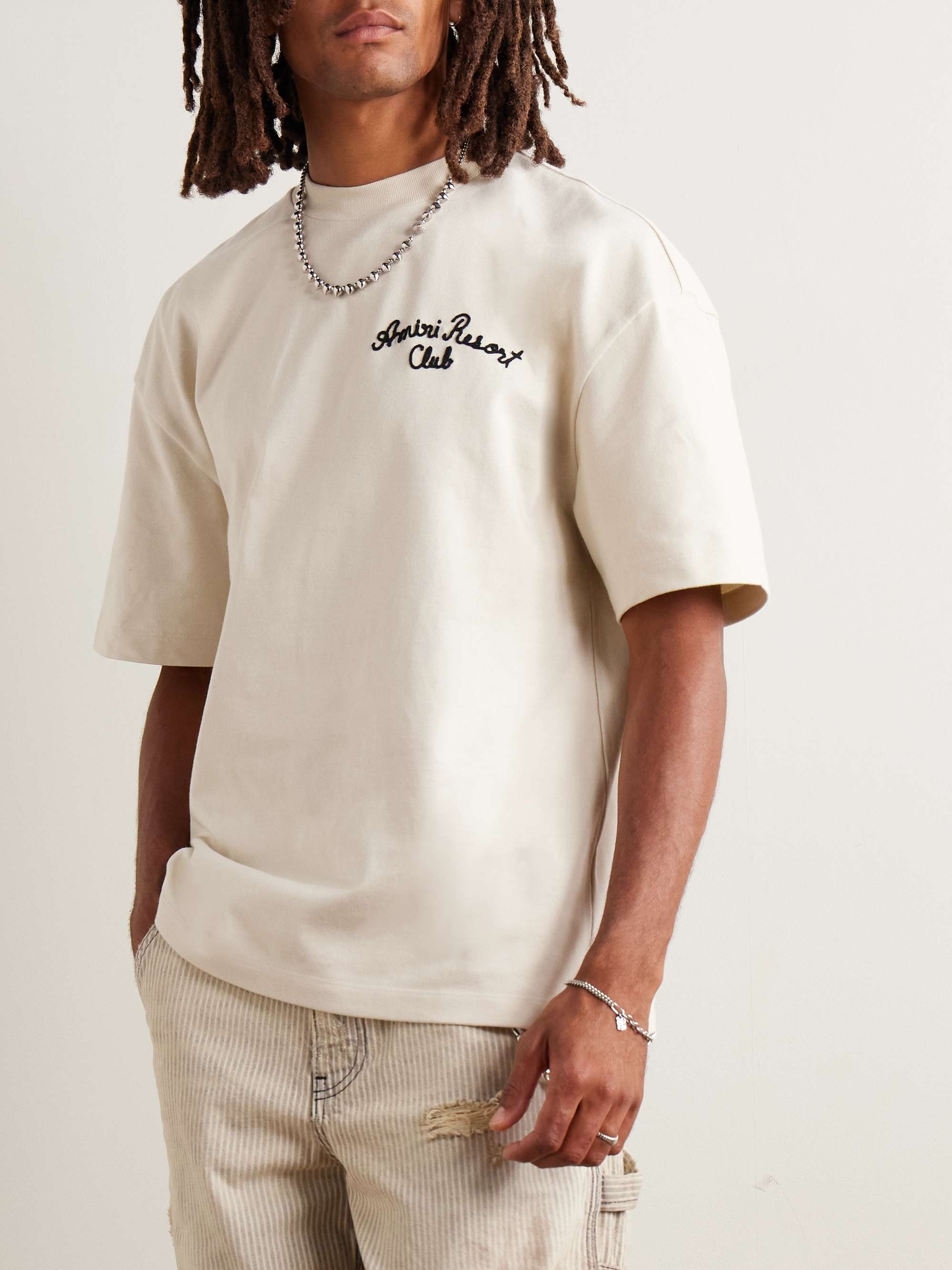 Spirit Oversized Logo-Embroidered Cotton-Jersey T-Shirt view
