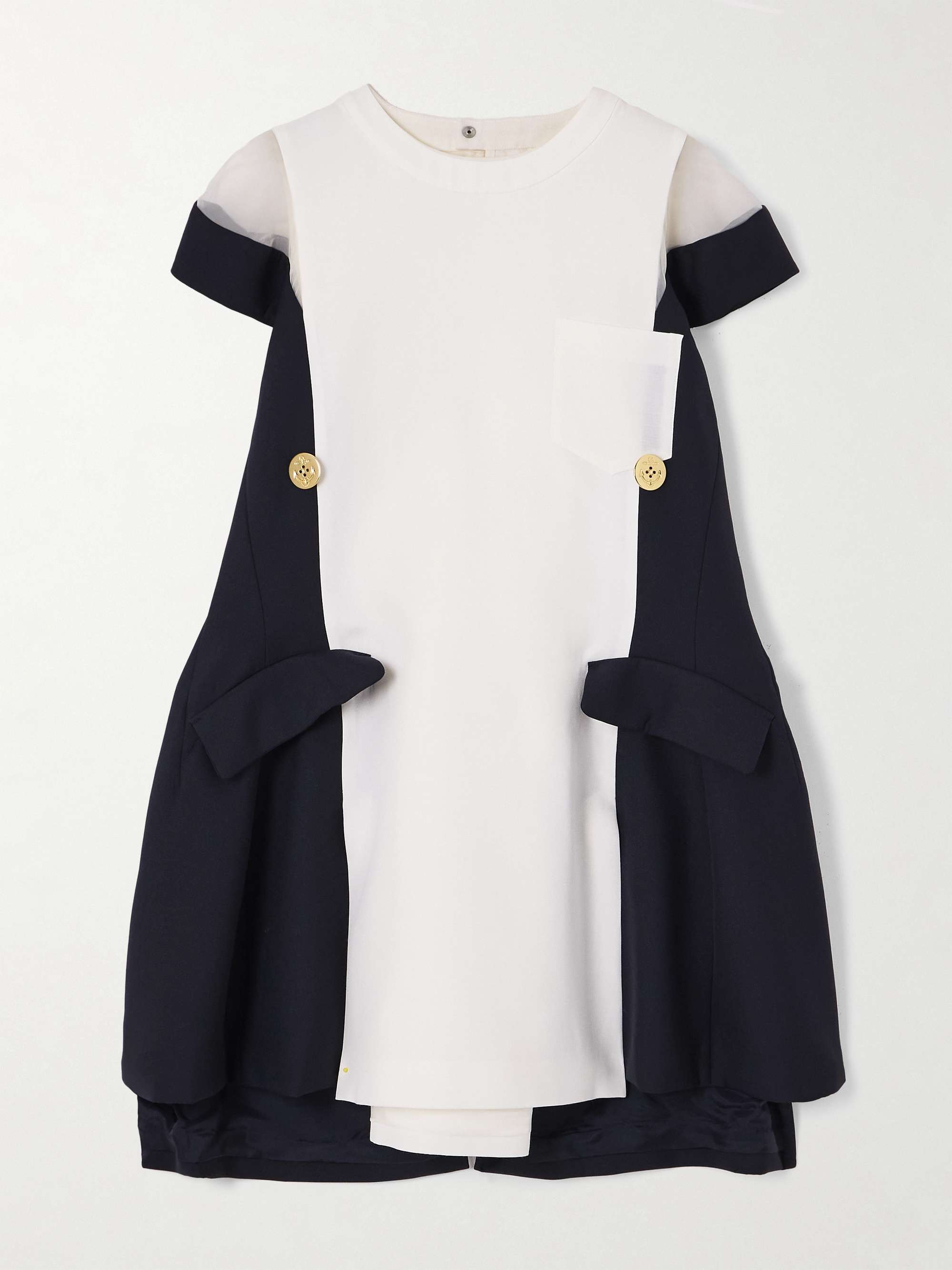 Canvas and chiffon-paneled silk and cotton-blend mini dress hero visual