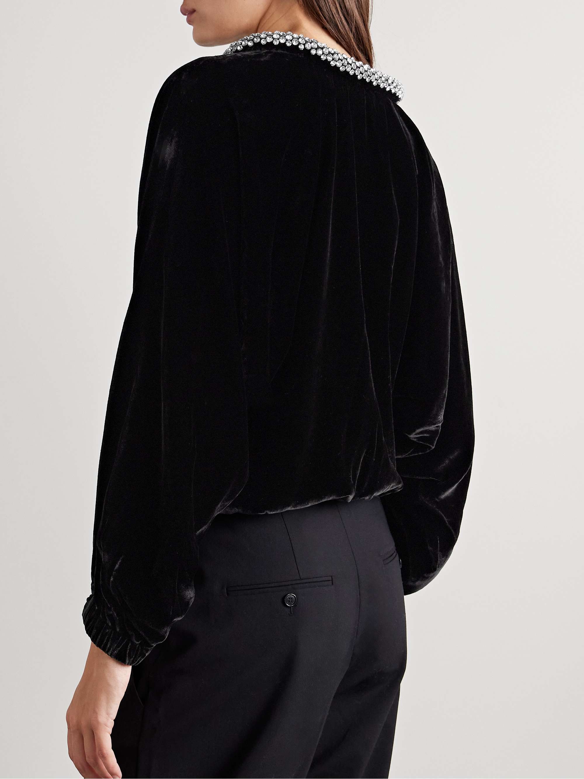 Bertina crystal-embellished velvet top view