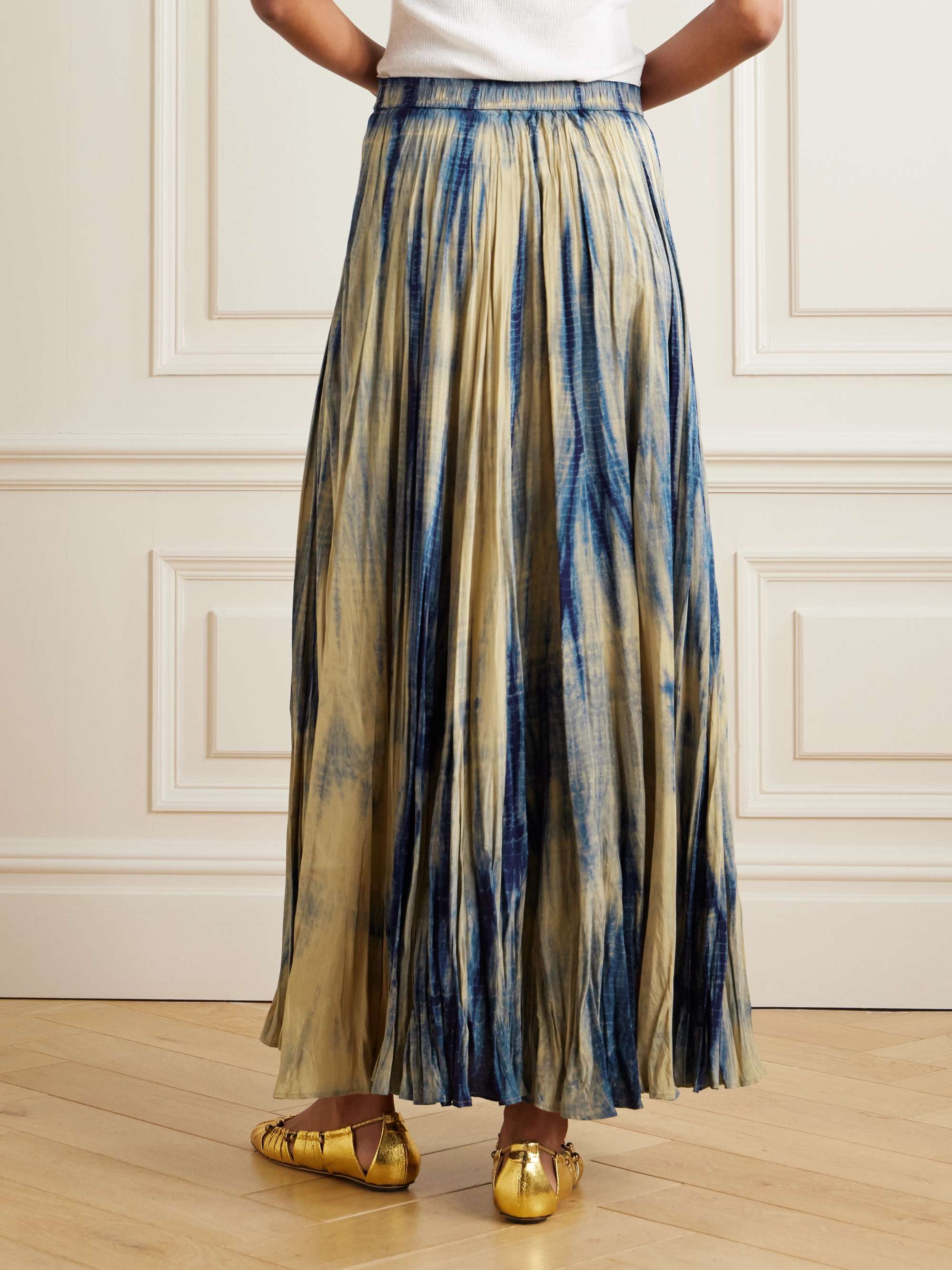 Sully tie-dyed crinkled silk-habotai maxi skirt view