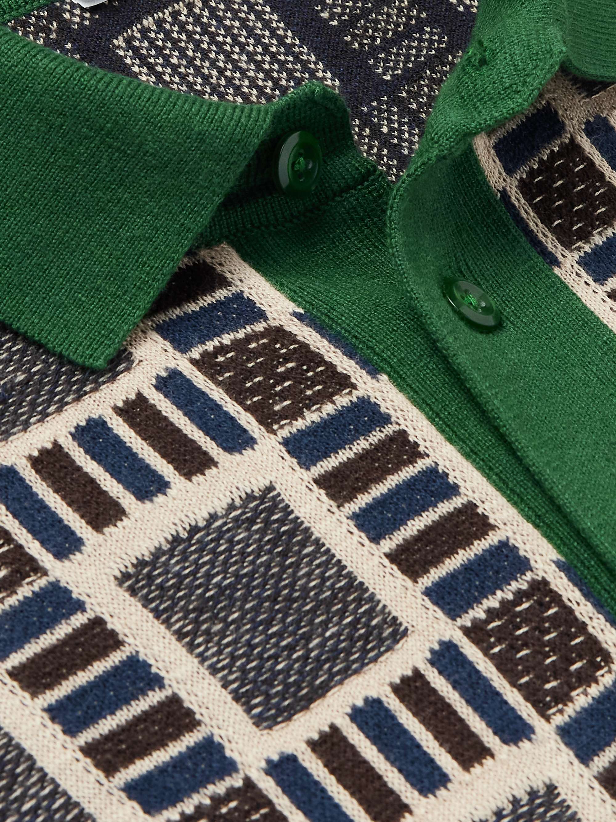 + Brain Dead Logo-Embroidered Jacquard-Knit Cotton-Blend Polo Shirt view
