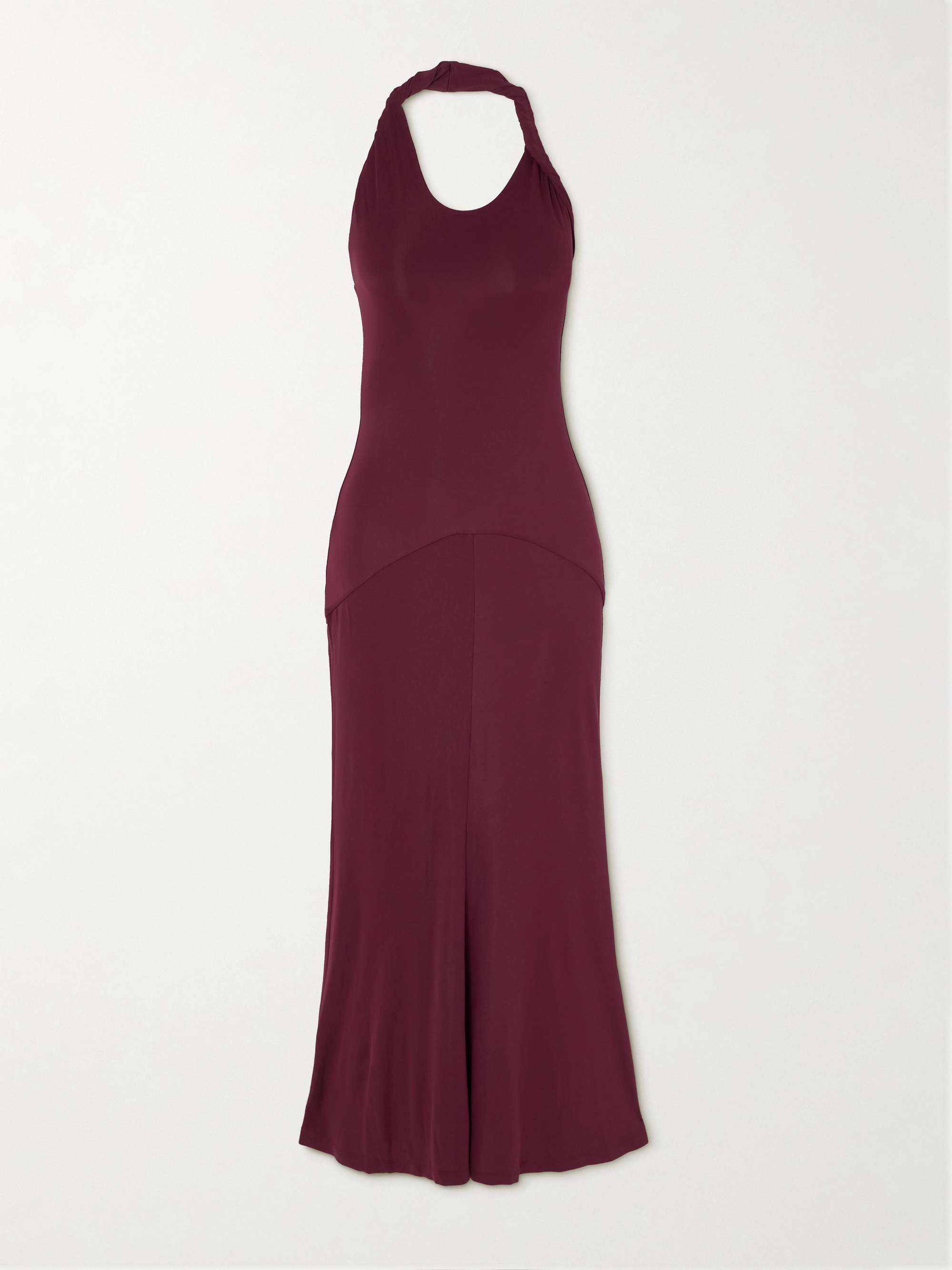 Eleanor paneled twisted stretch-jersey halterneck maxi dress hero visual