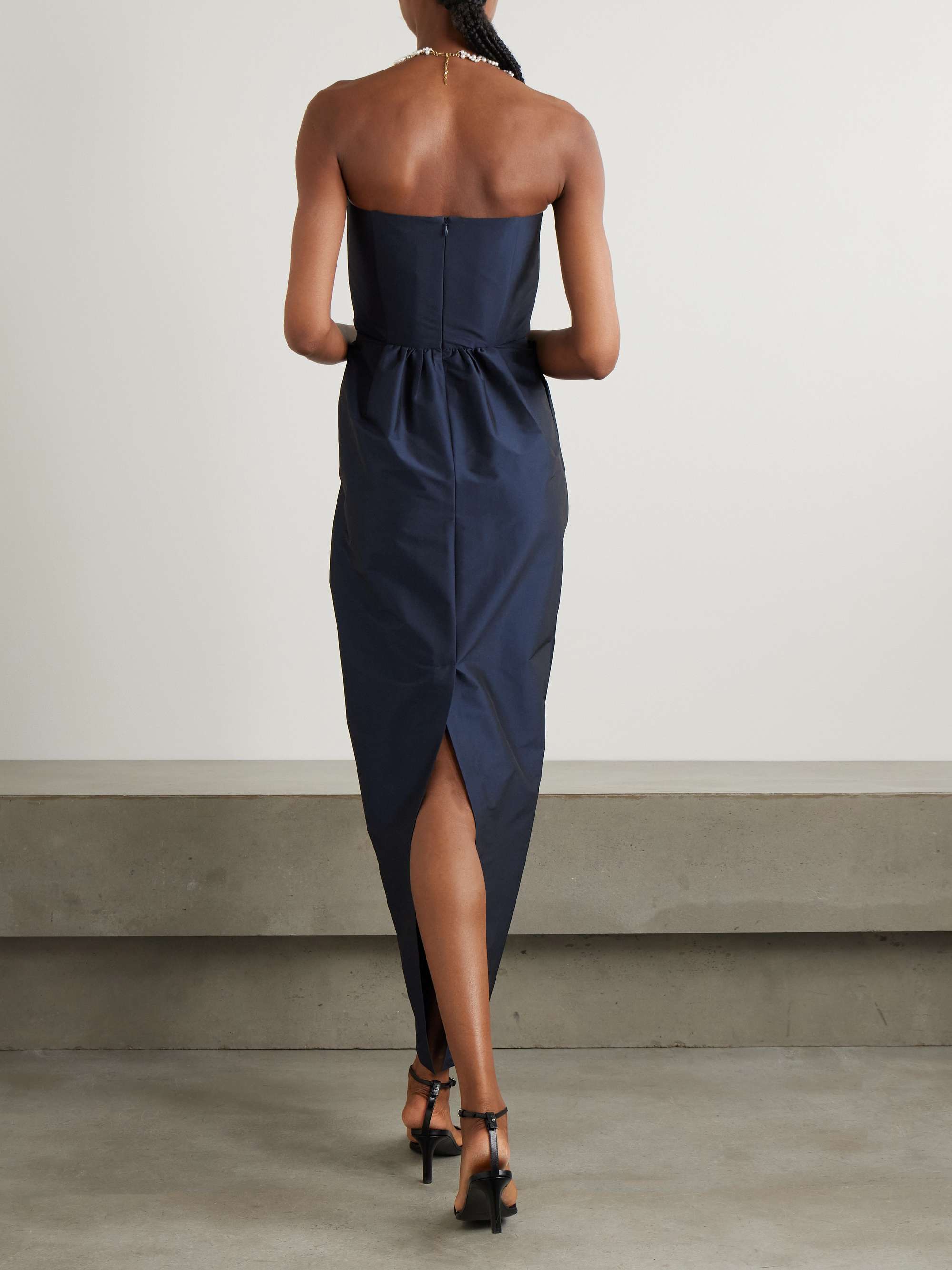 Lena strapless appliquéd taffeta maxi dress view