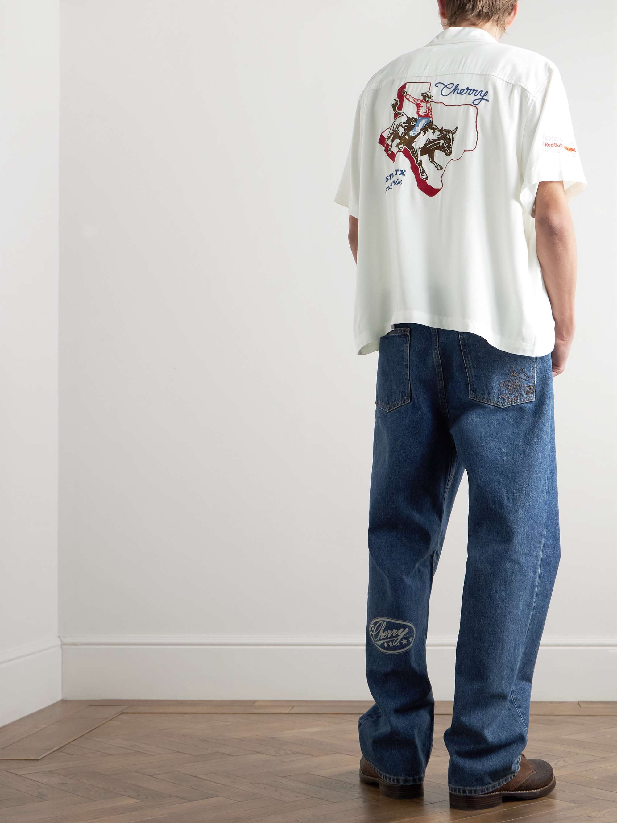 + Oracle Red Bull Racing Mechanic Camp-Collar Embroidered Twill Shirt view