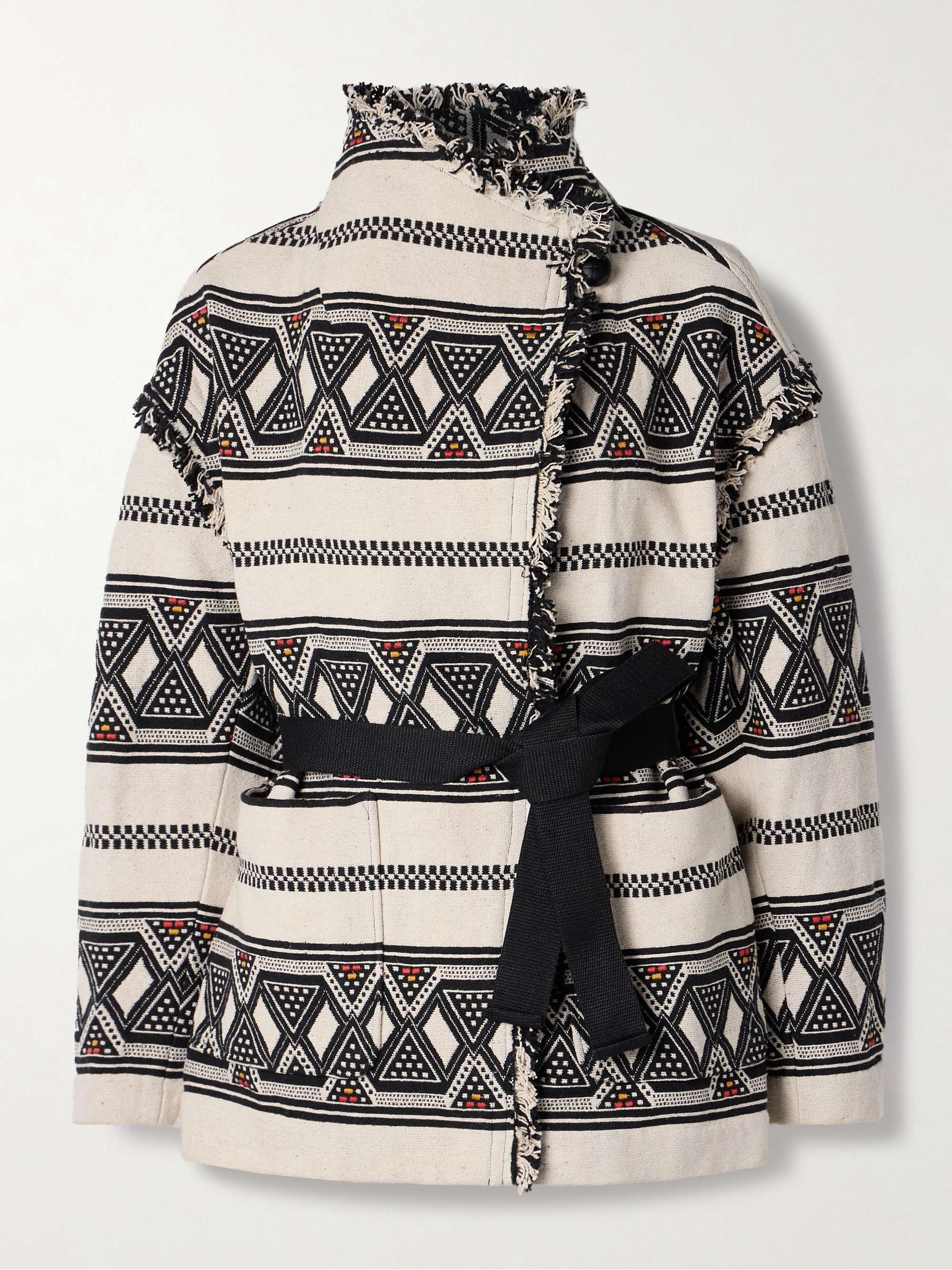 Josialo belted frayed cotton-blend jacquard jacket hero visual