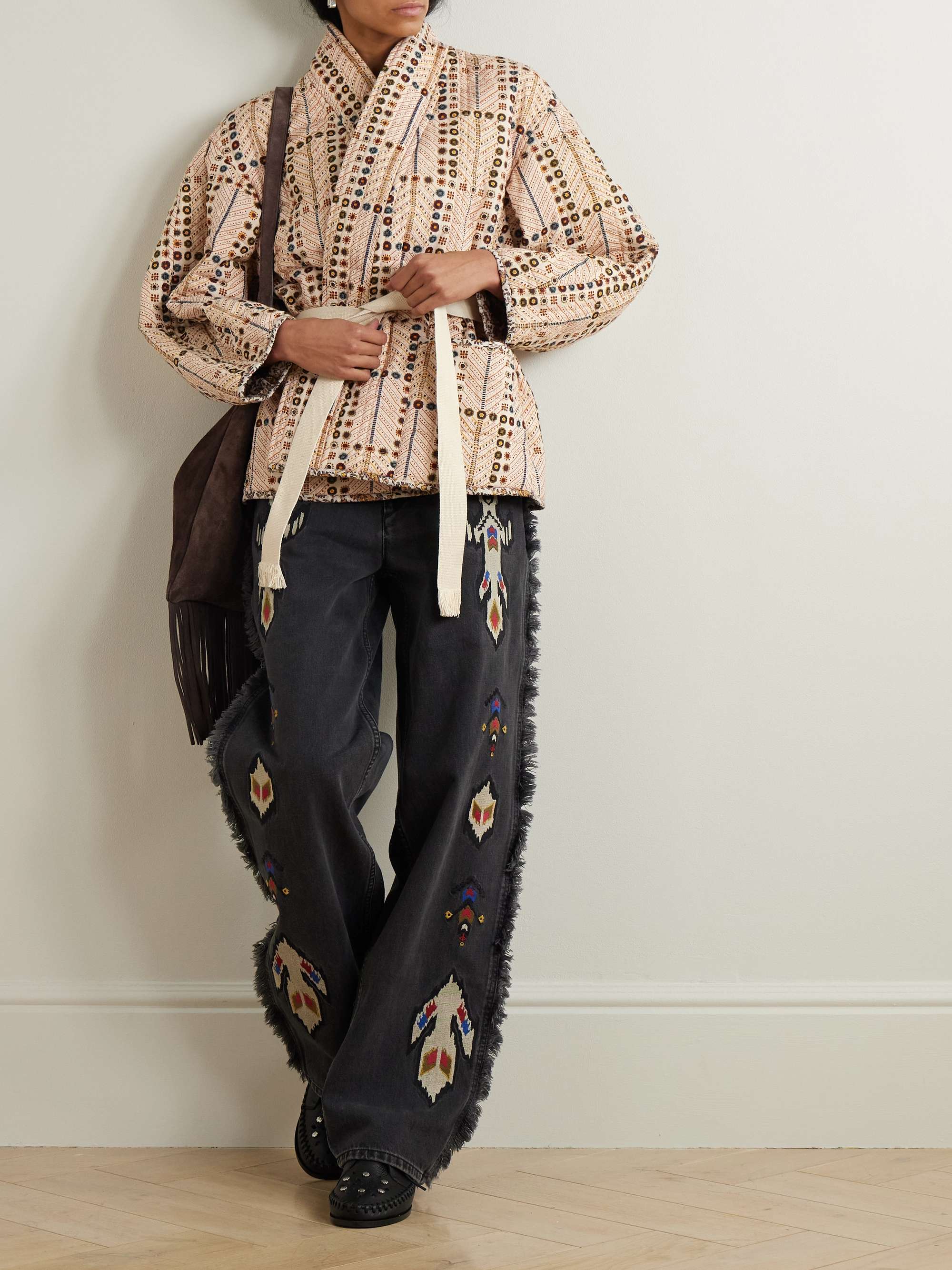Chancel belted quilted padded printed cotton jacket view