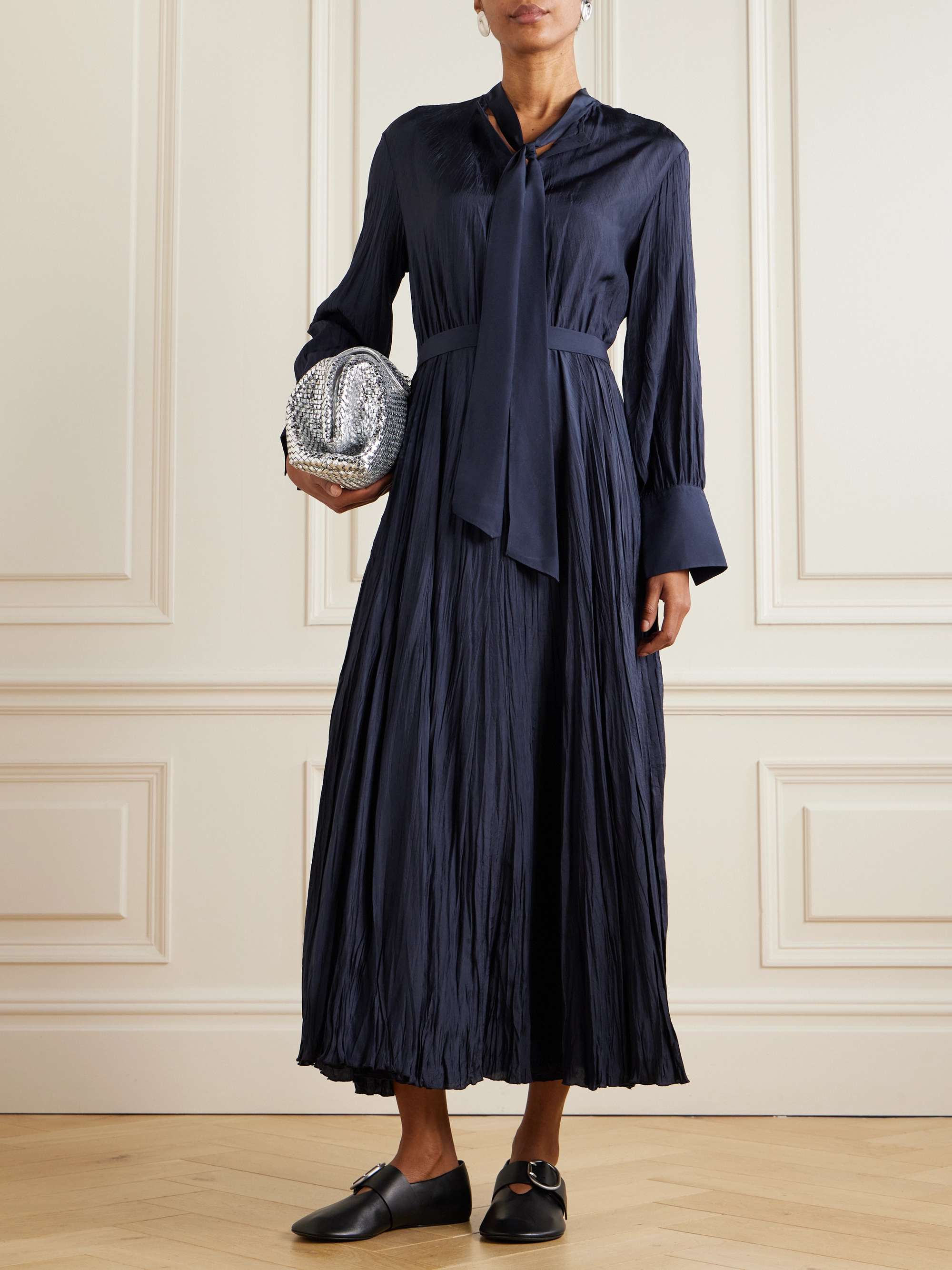 Lisa crinkled silk-habotai maxi dress view