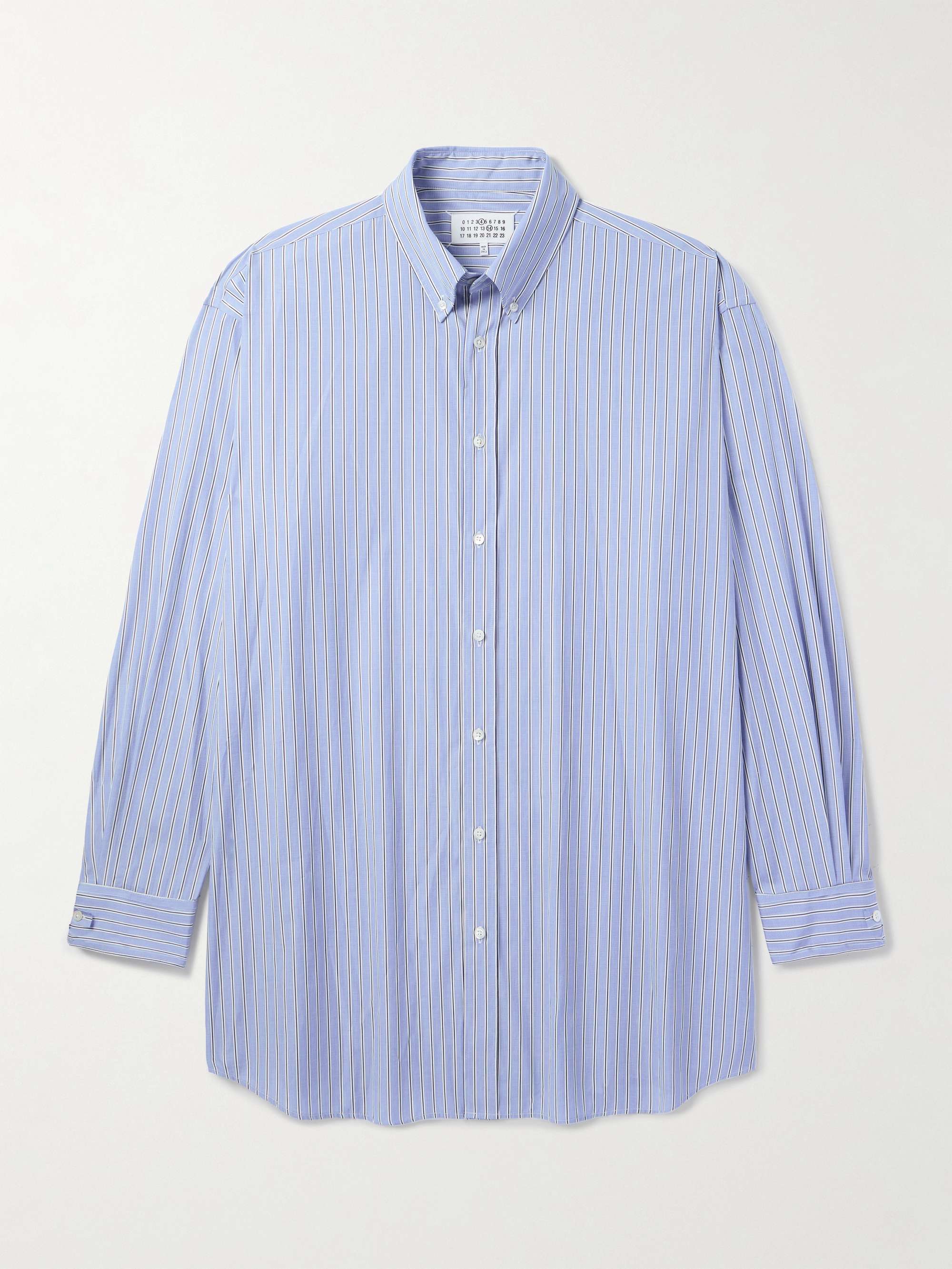 Oversized Button-Down Collar Striped Cotton Oxford Shirt hero visual
