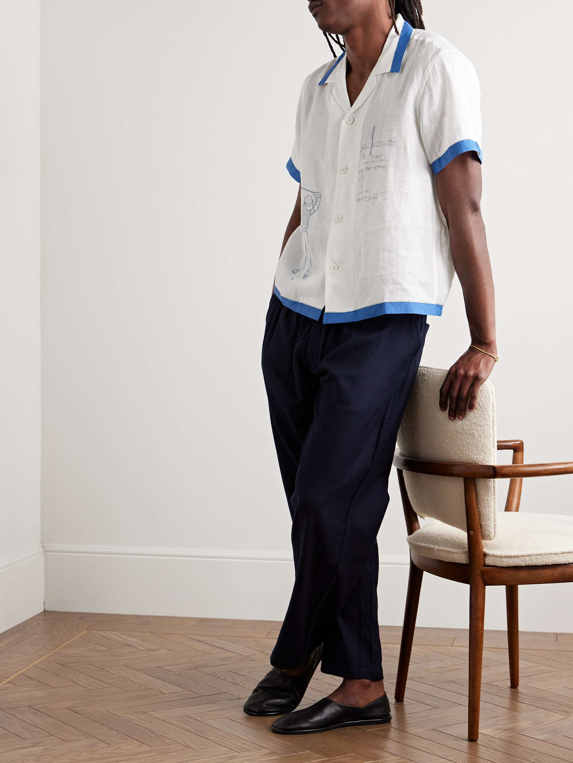 Club Champion Camp-Collar Embroidered Linen Shirt view