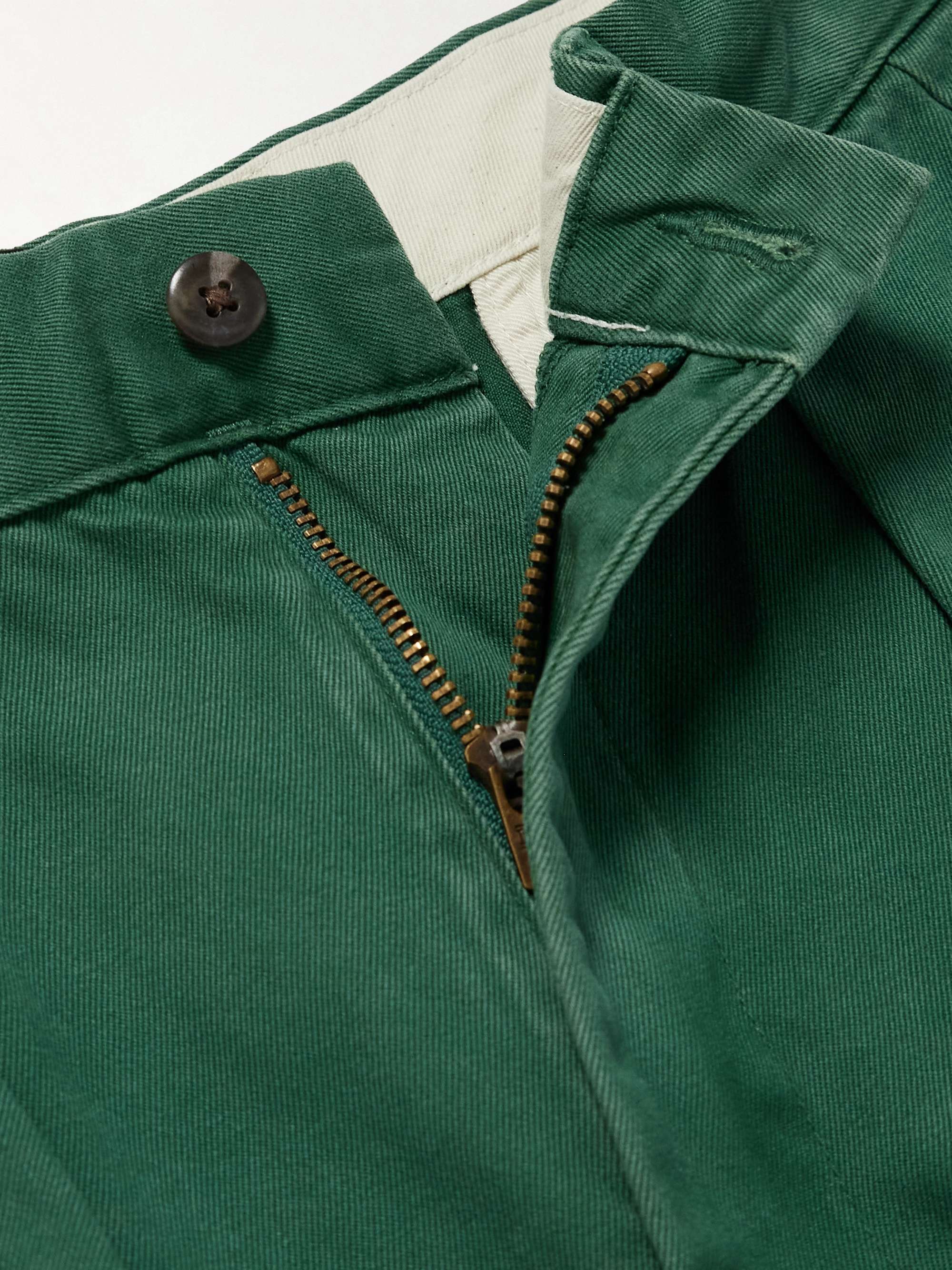 Tapered Pleated Cotton-Twill Chinos view