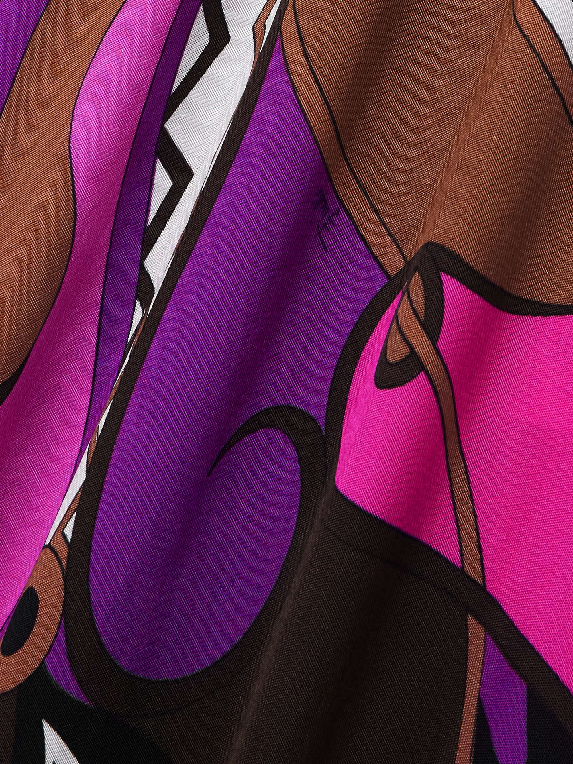 Pleated paneled printed satin-jersey and stretch-mesh maxi dress view