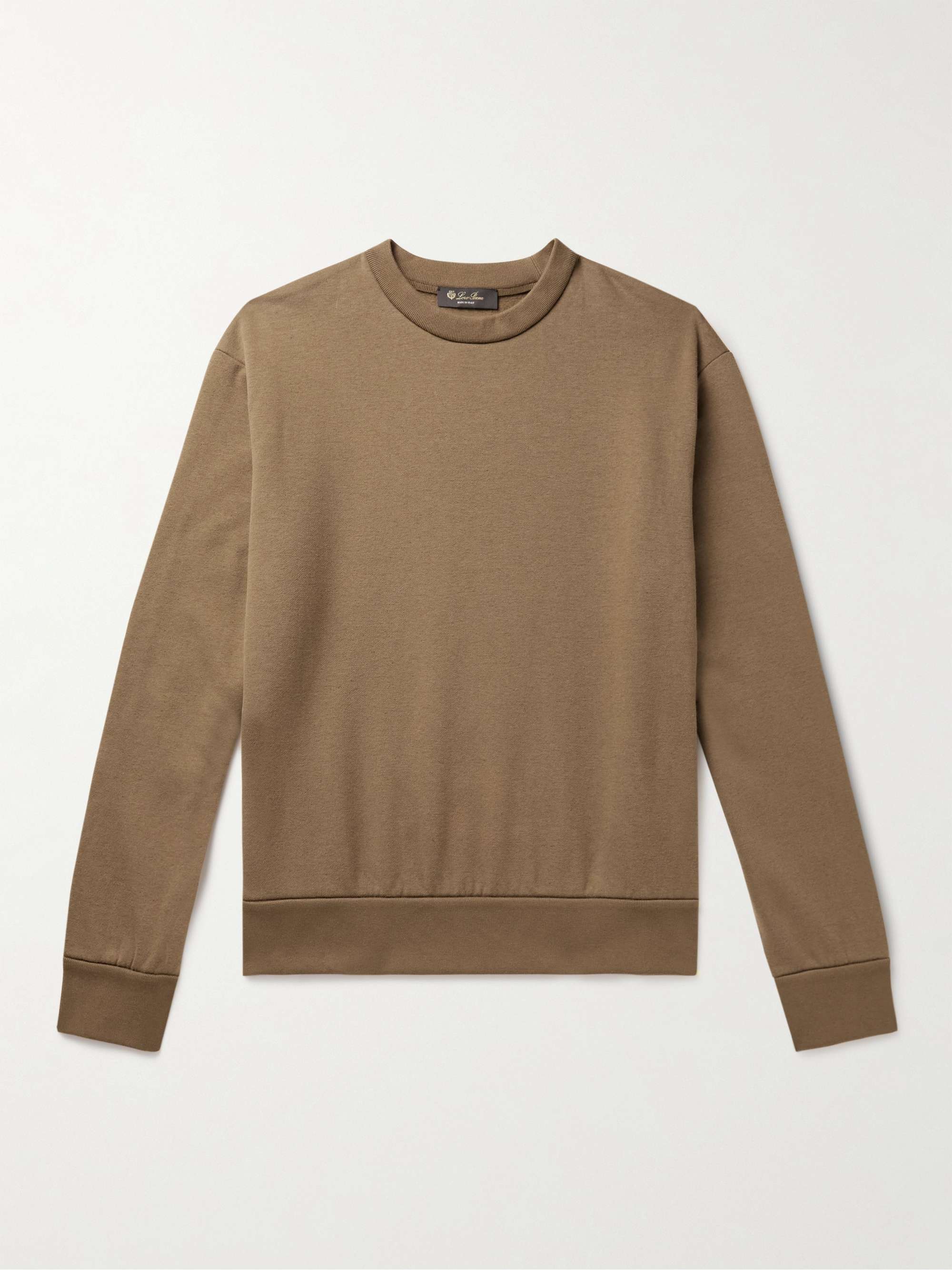 Leather-Trimmed Cotton-Blend Jersey Sweatshirt hero visual