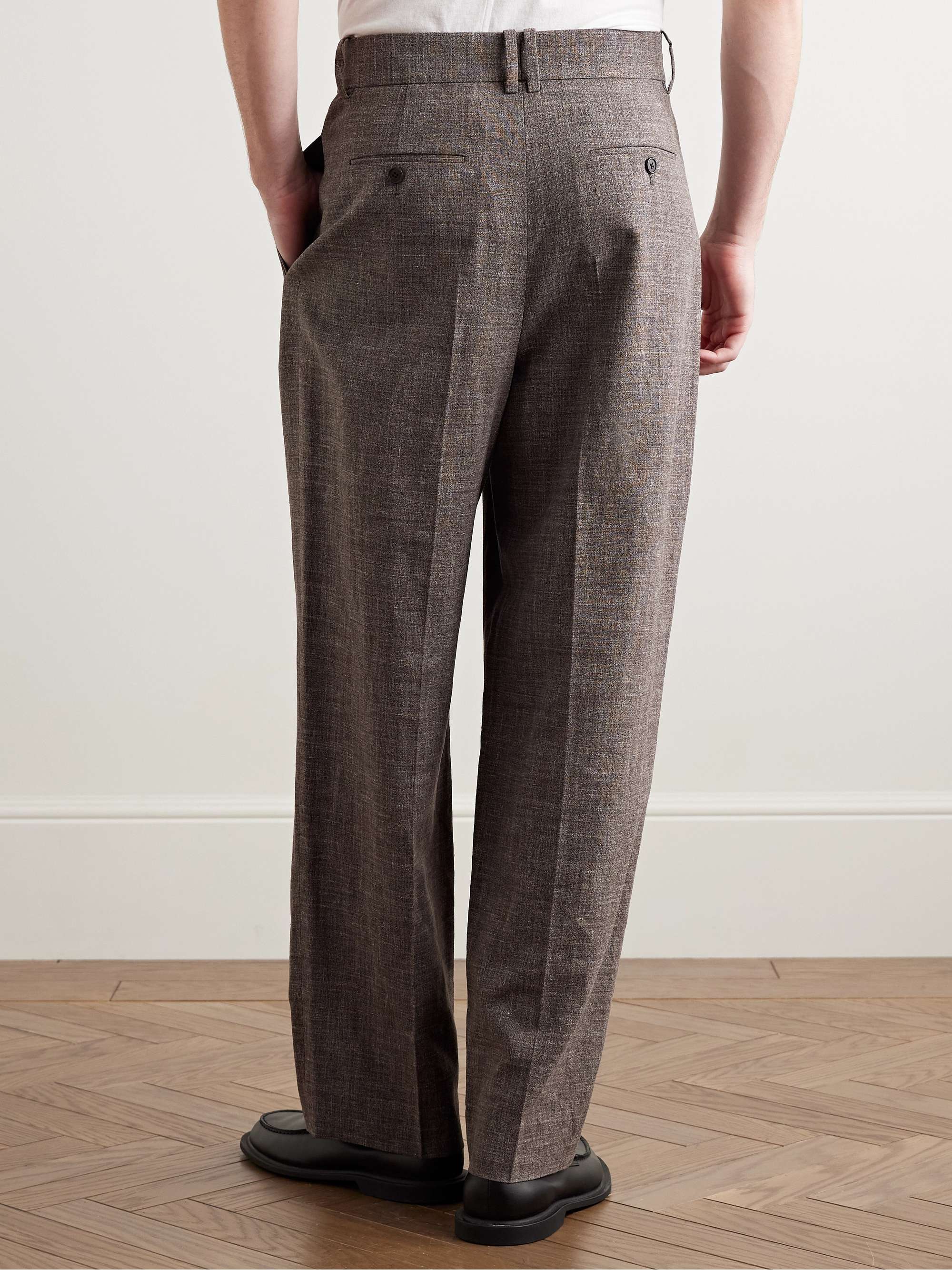 Silas Tapered Pleated Silk, Linen and Virgin Wool-Blend Trousers view