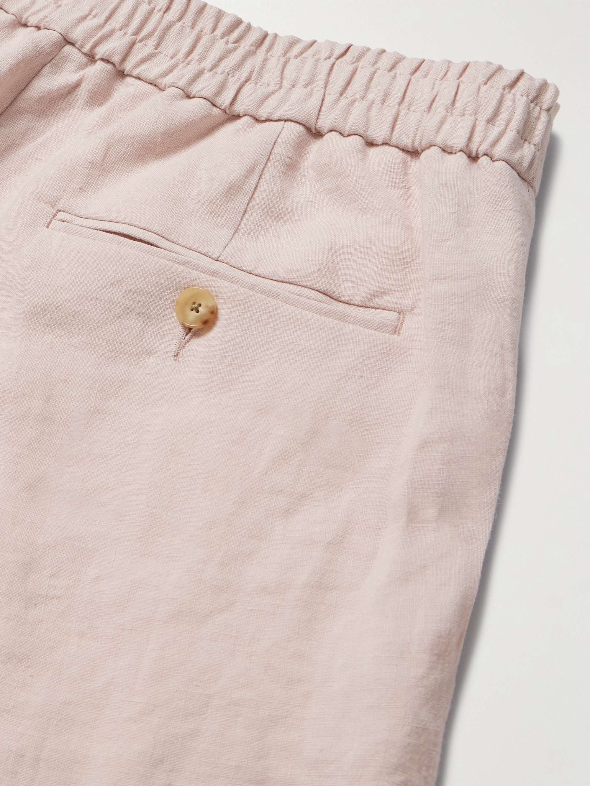 James Straight-Leg Slub Linen Drawstring Trousers view