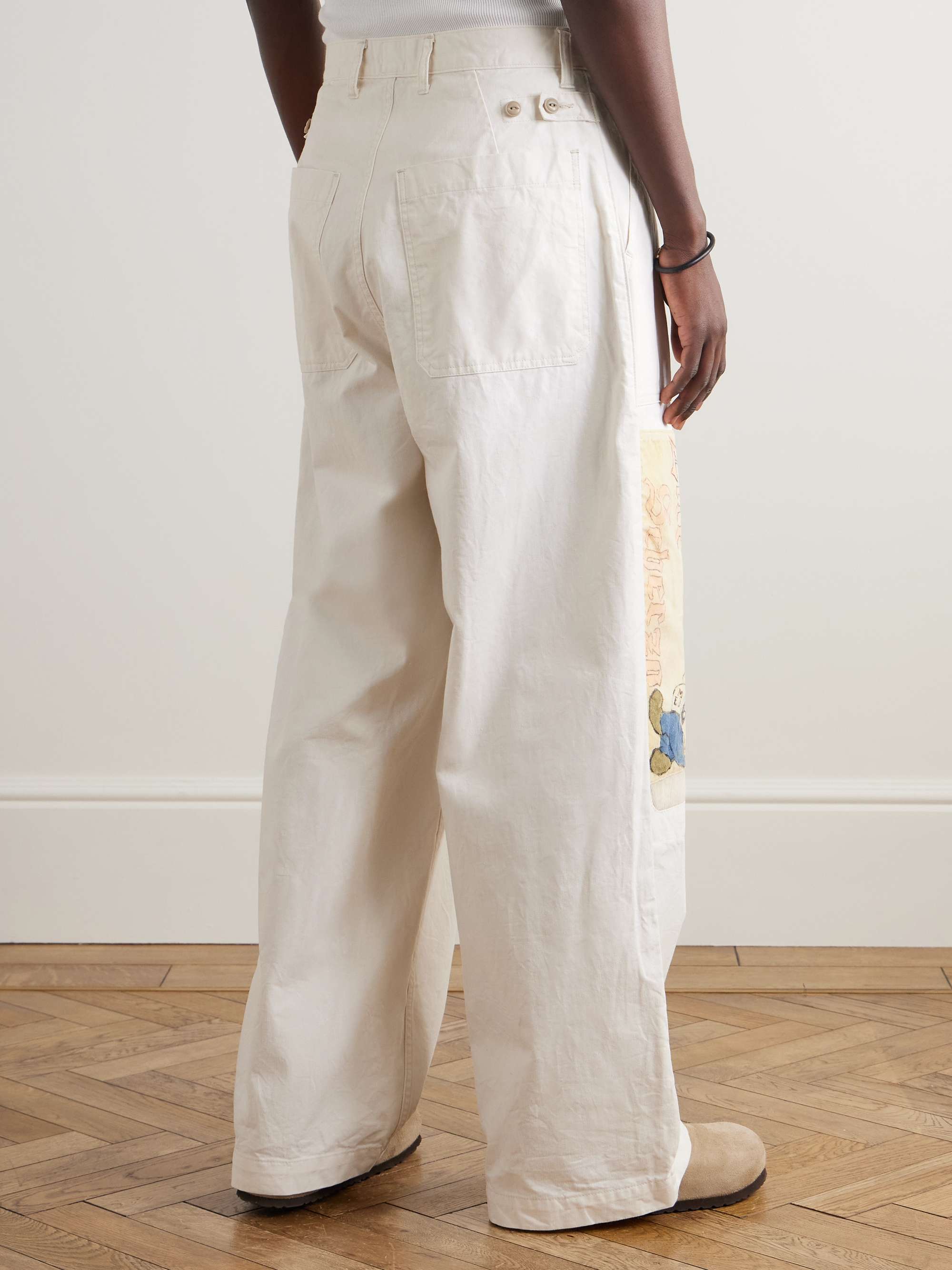 Fatigue Wide-Leg Patchwork Cotton-Twill Trousers view
