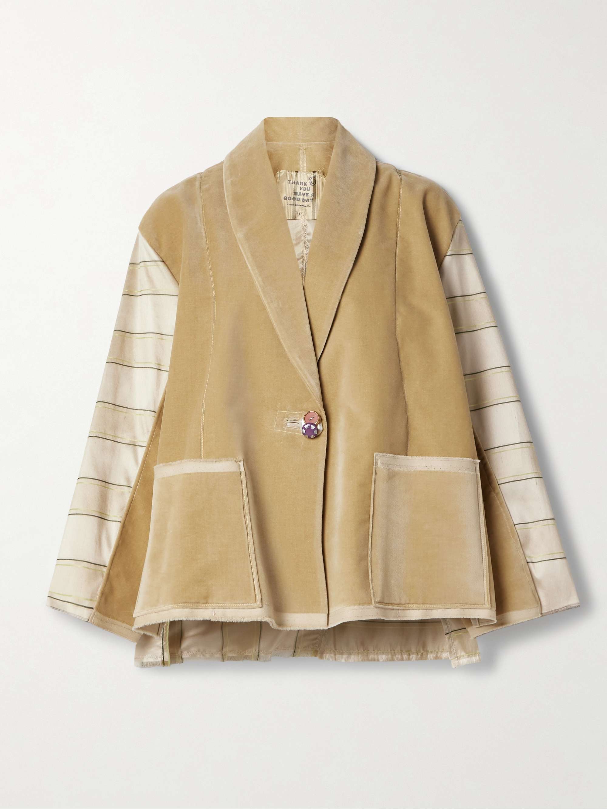 Paneled cotton-velvet and striped silk blazer hero visual