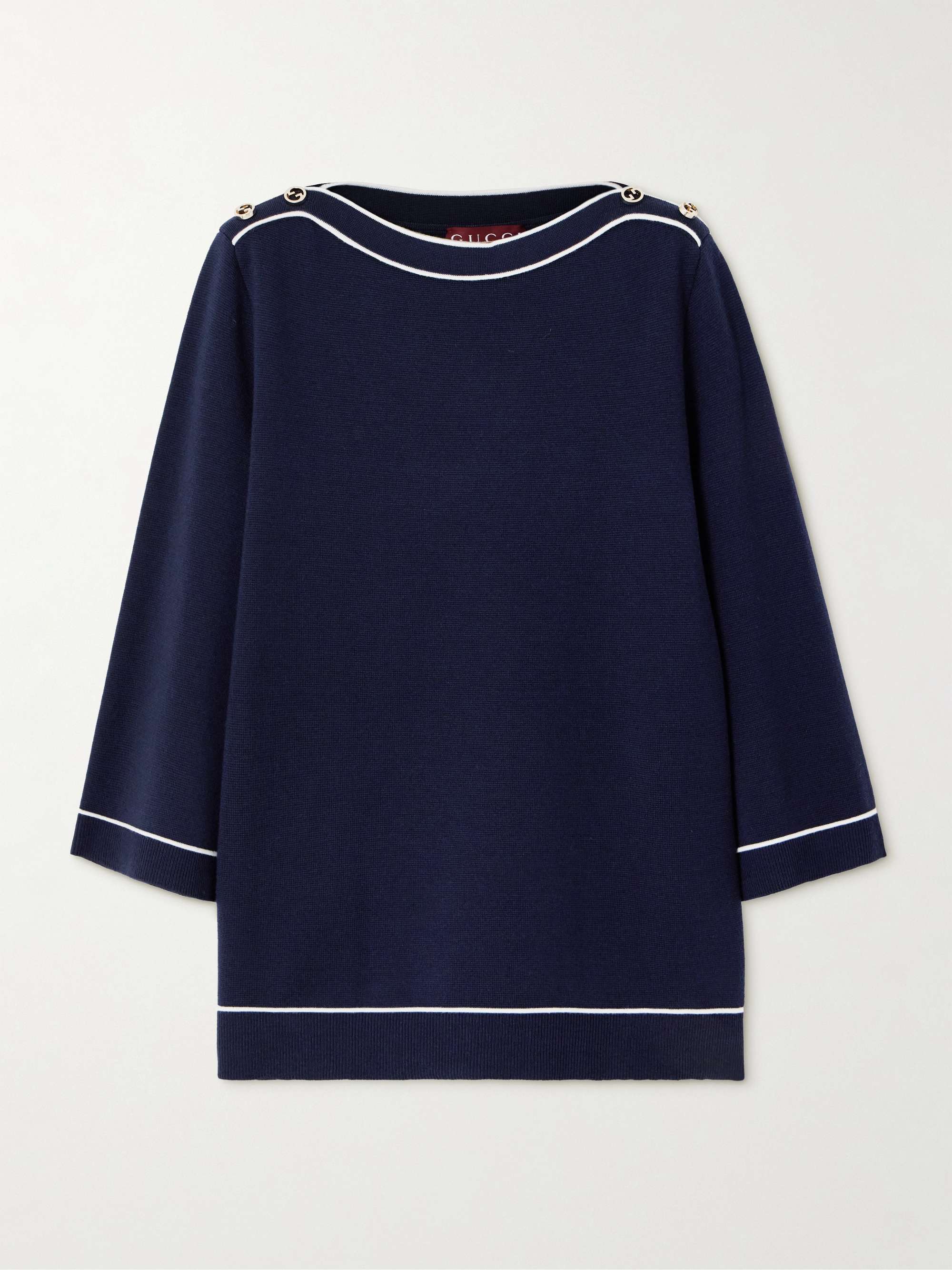 Piped wool sweater hero visual