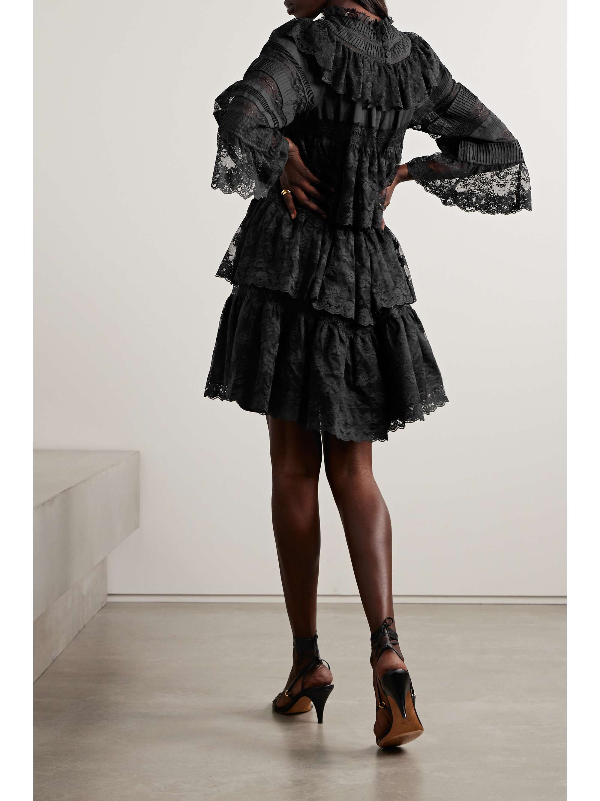 Oralie tiered ramie and lace mini dress view