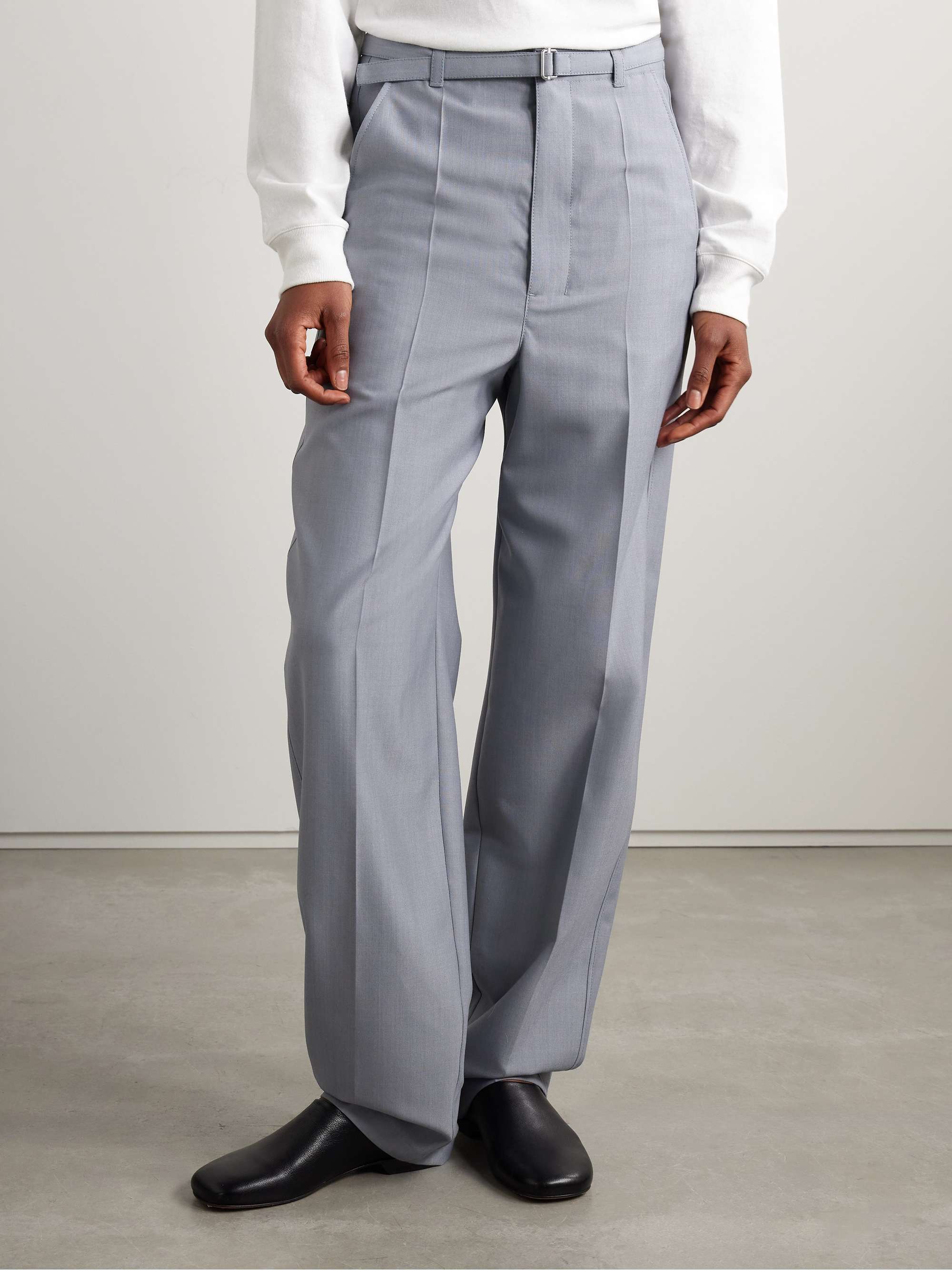Belted woven straight-leg pants view