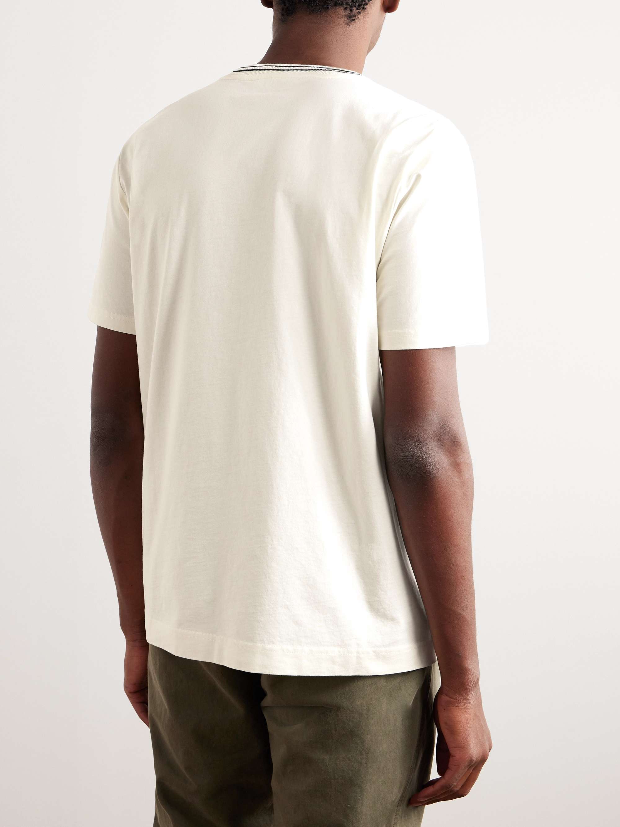 Striped Pointelle-Trimmed Organic Cotton-Jersey T-Shirt view