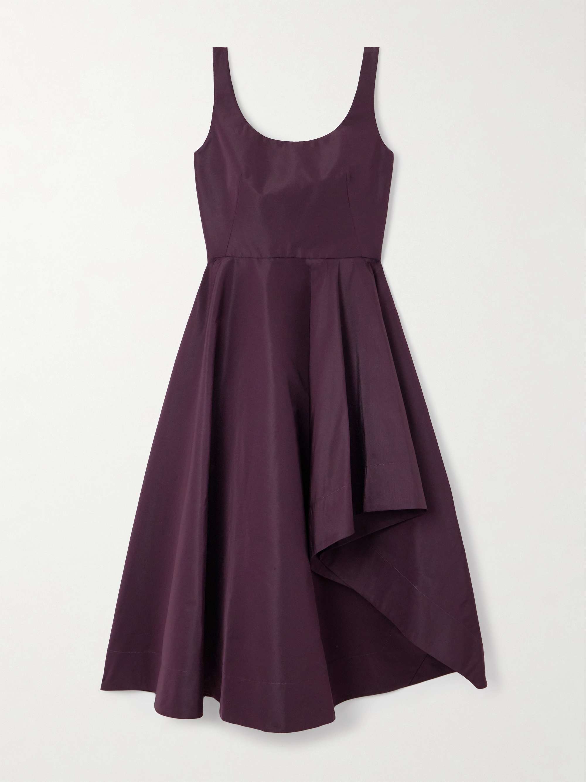 Asymmetric faille midi dress hero visual