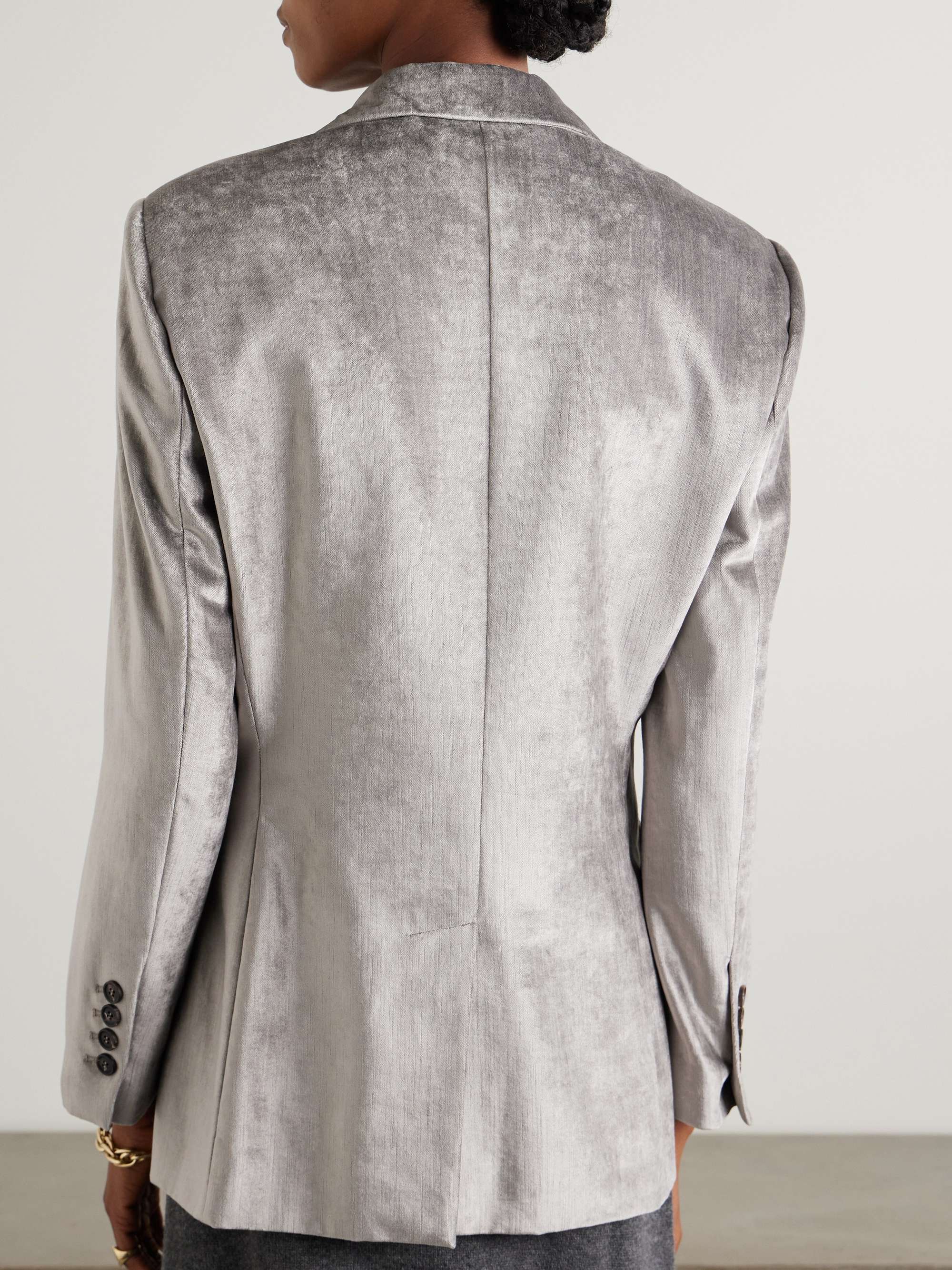 Cotton-blend velvet blazer view
