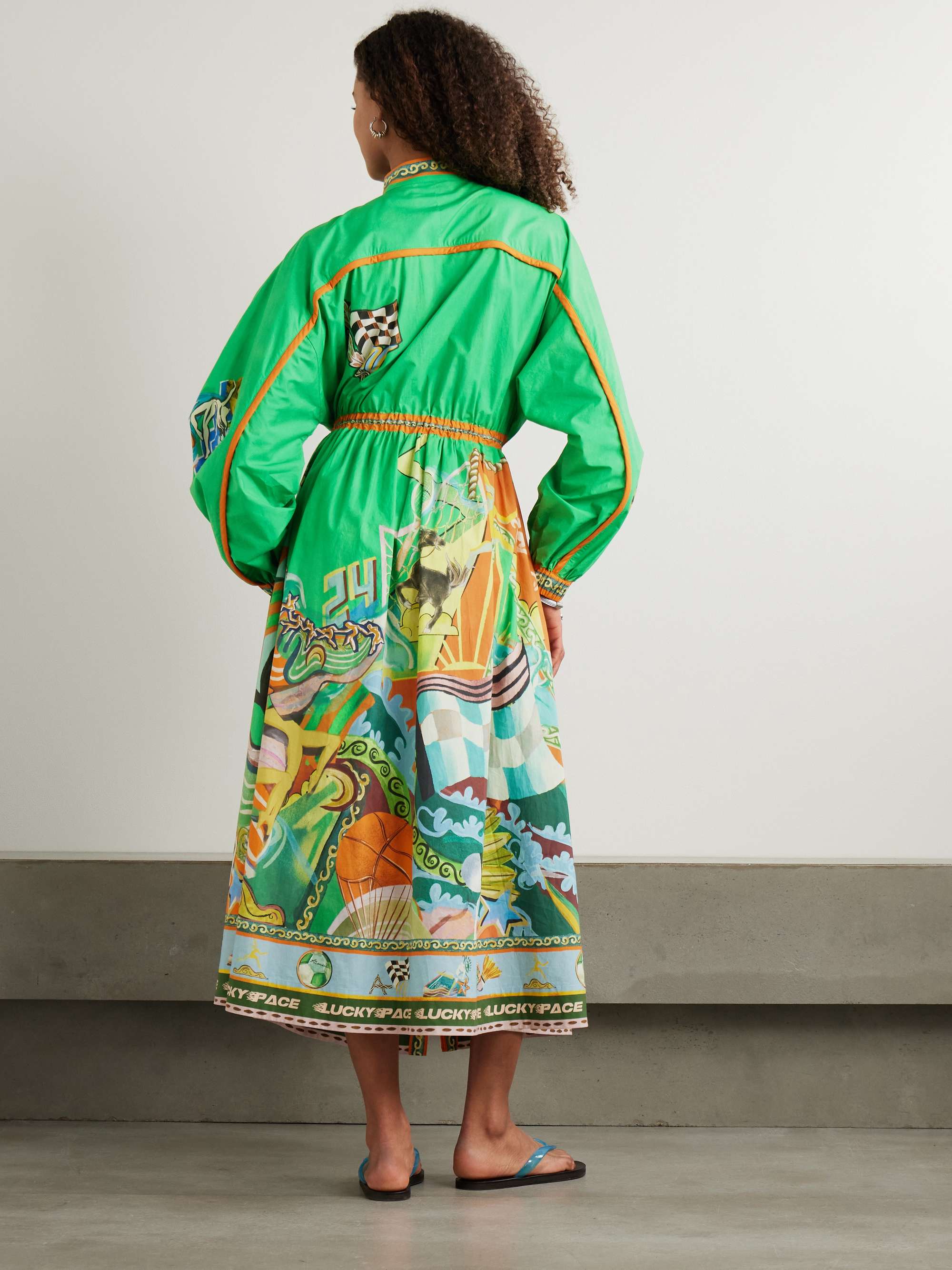 Lucky Pace printed organic cotton-poplin midi shirt dress view