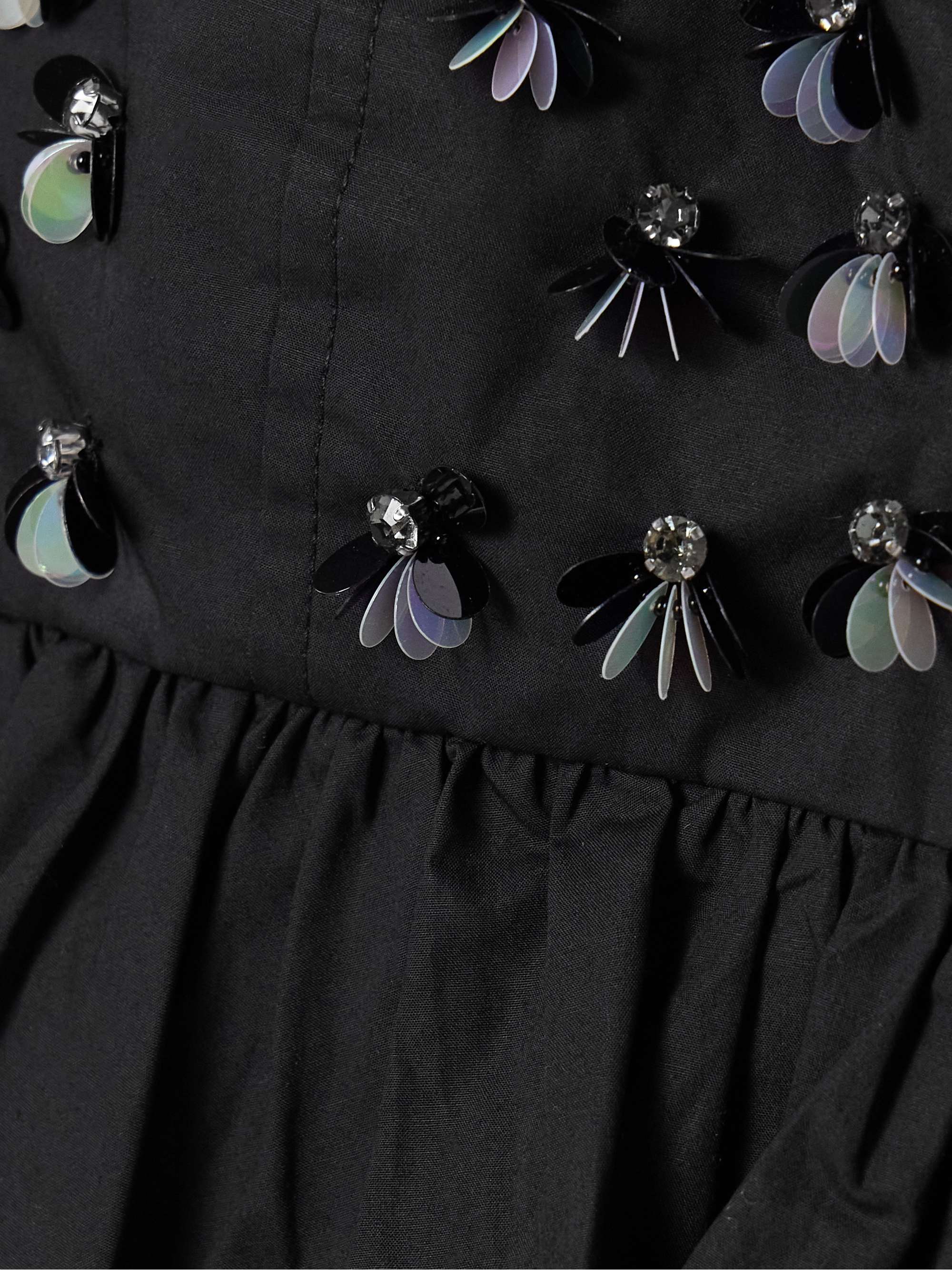 Lucia cropped embellished ruffled cotton-poplin top view