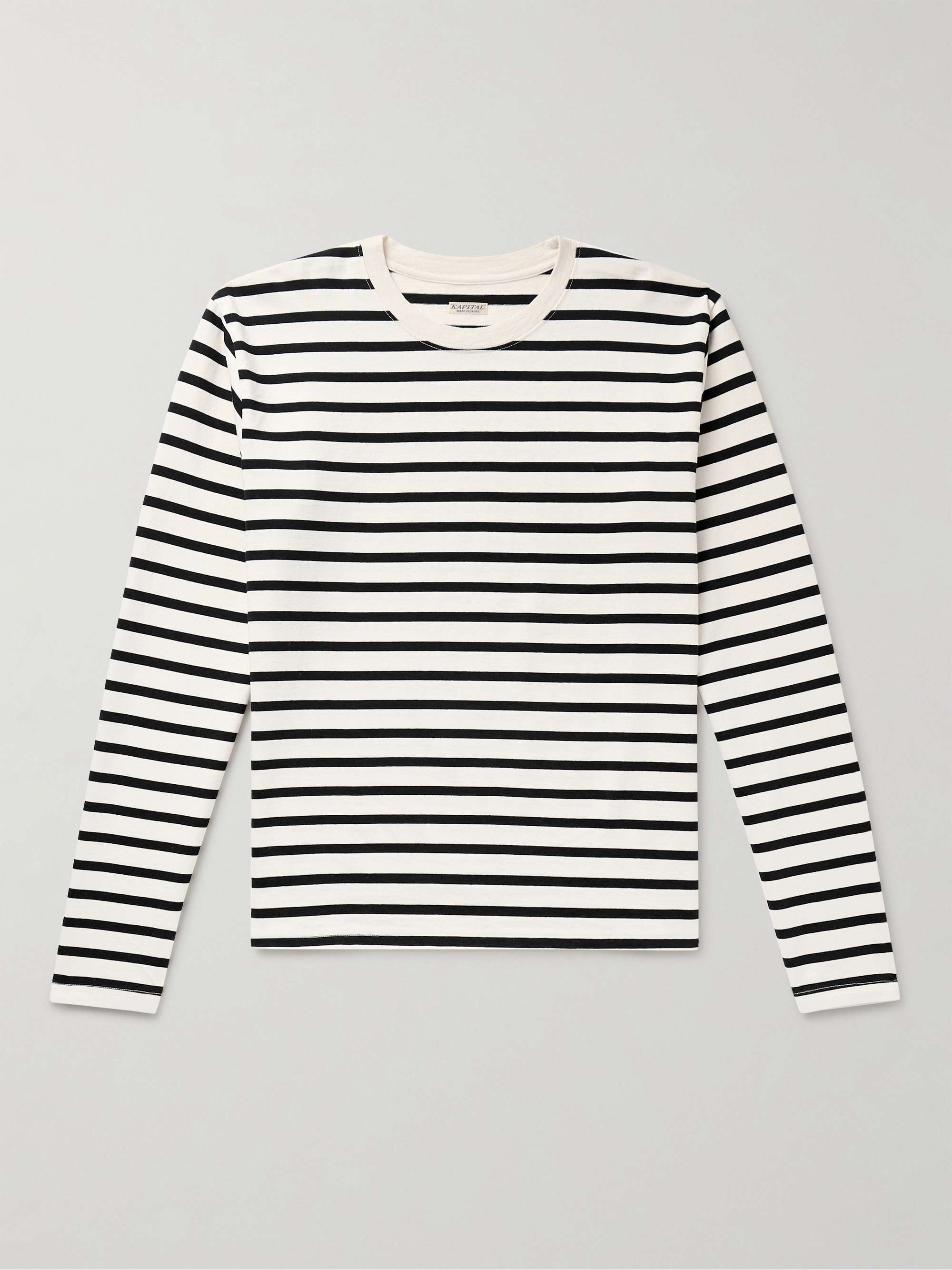 Printed Striped Cotton-Jersey T-Shirt hero visual