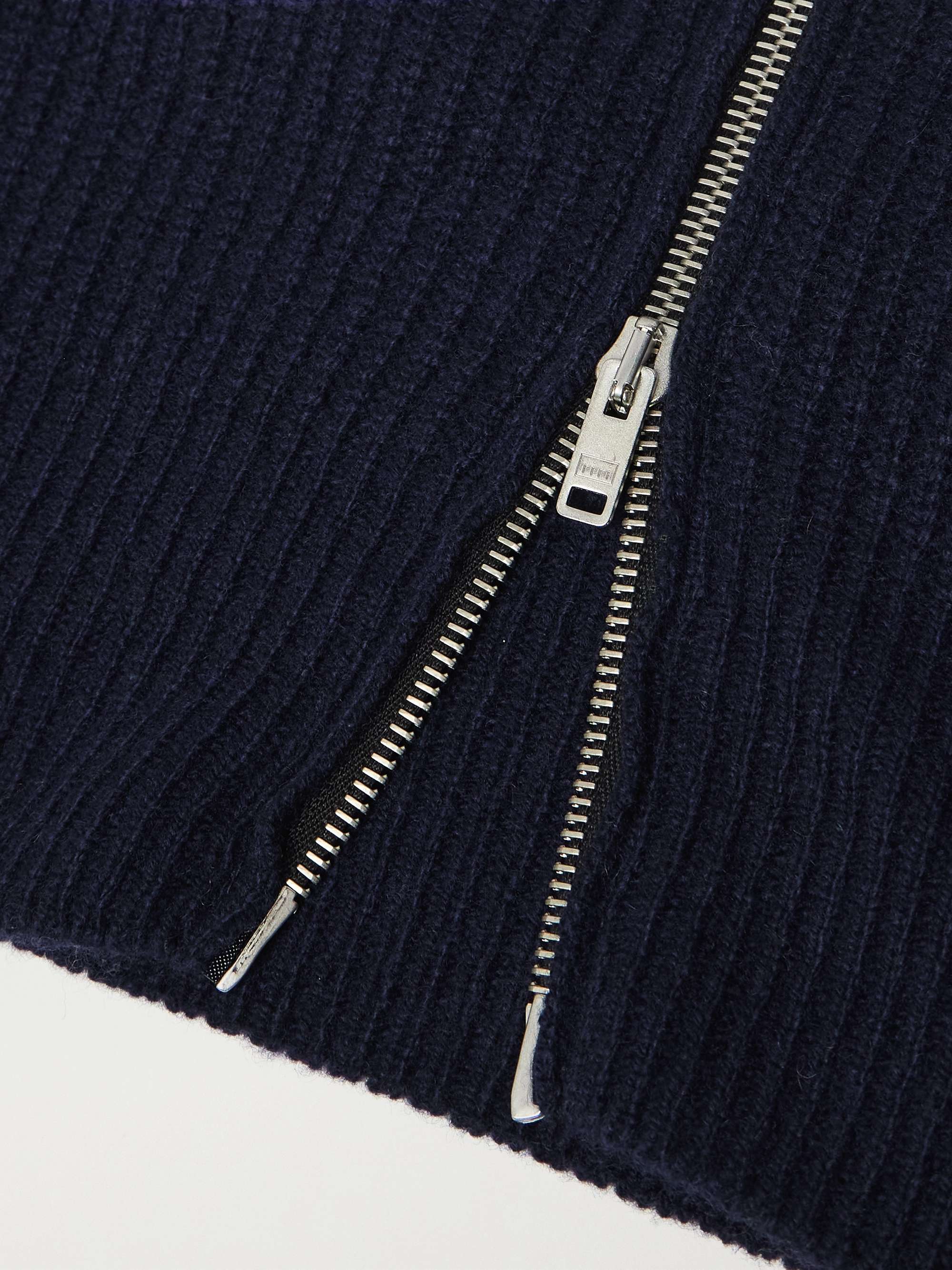 Ribbed Recycled-Cashmere and Merino Wool-Bland Zip-Up Cardigan view